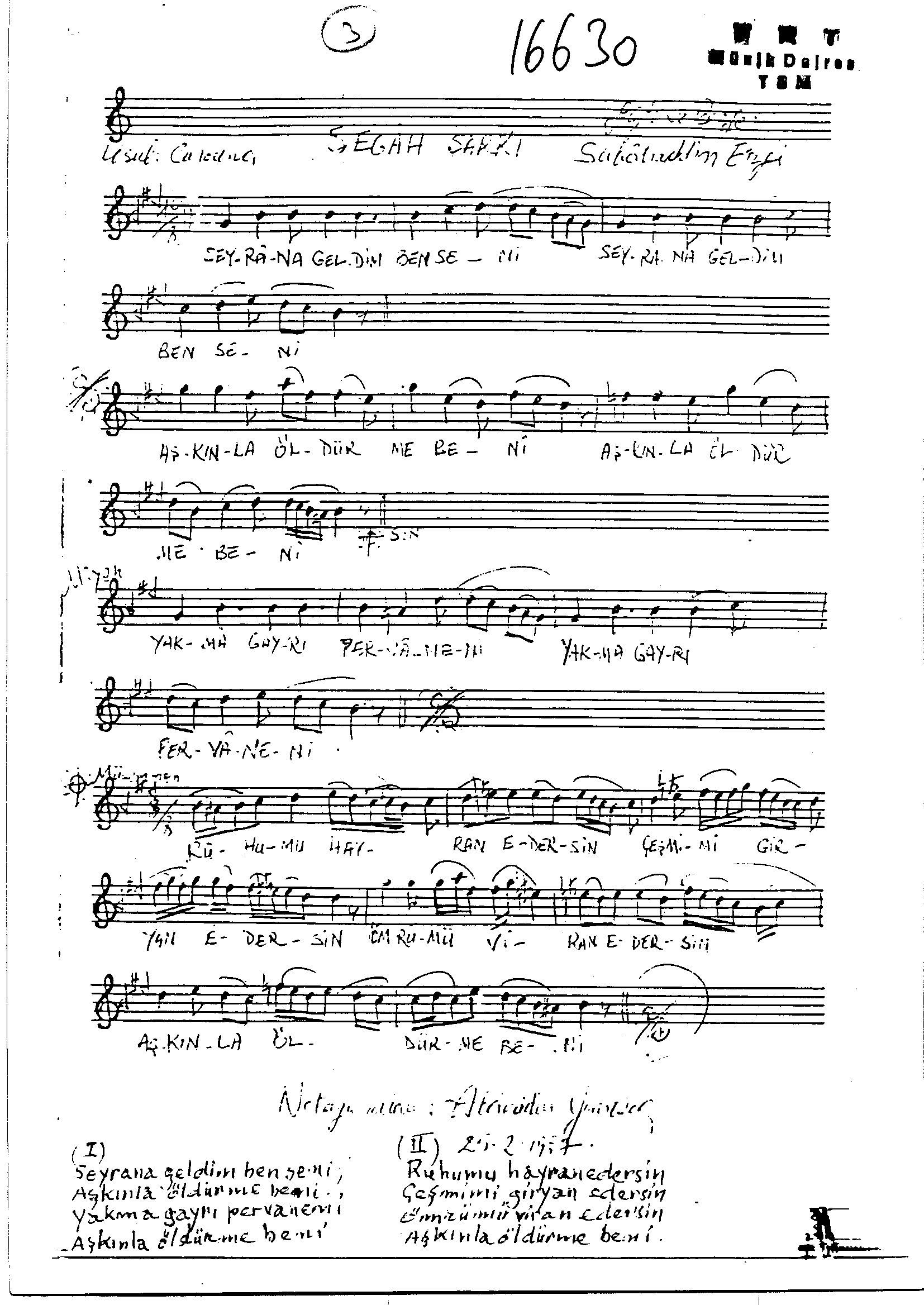Segâh - Şarkı - Sabahattin Ergi - Sayfa 1