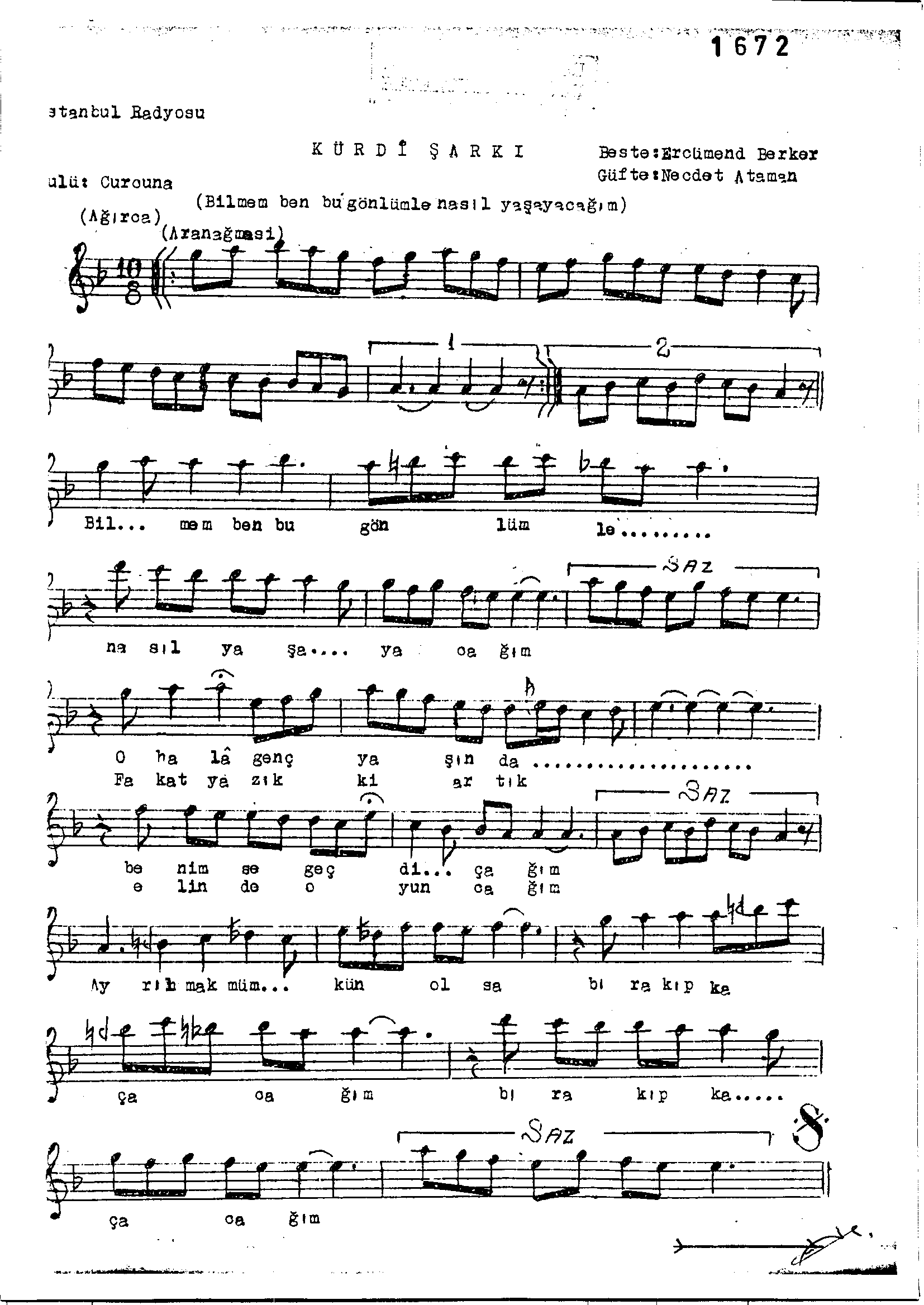 Kürdi - Şarkı - Ercüment Berker - Sayfa 1