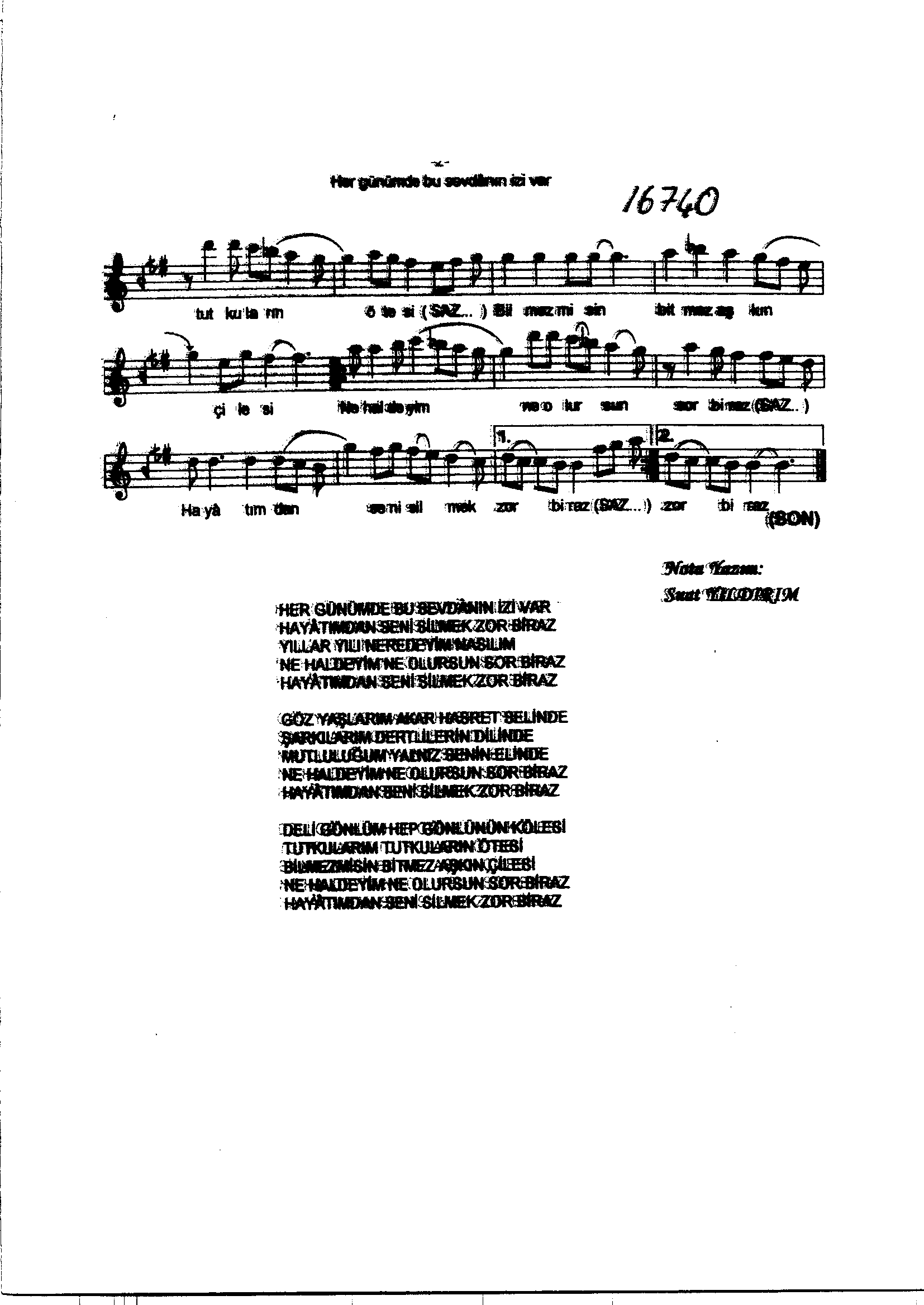 Hüzzâm - Şarkı - Ziyâ Taşkent - Sayfa 2