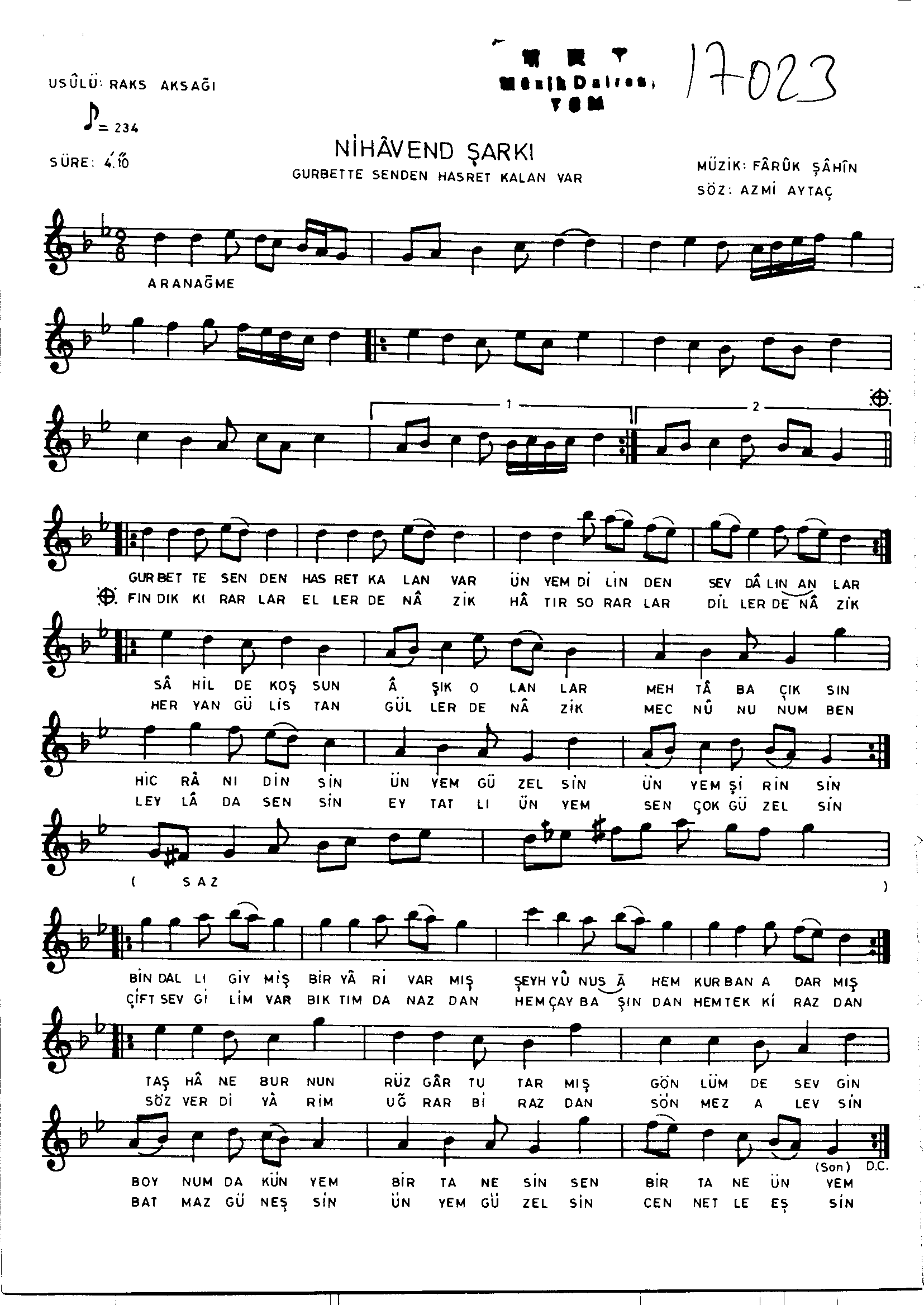 Nihâvend - Şarkı - Faruk Şahin - Sayfa 1