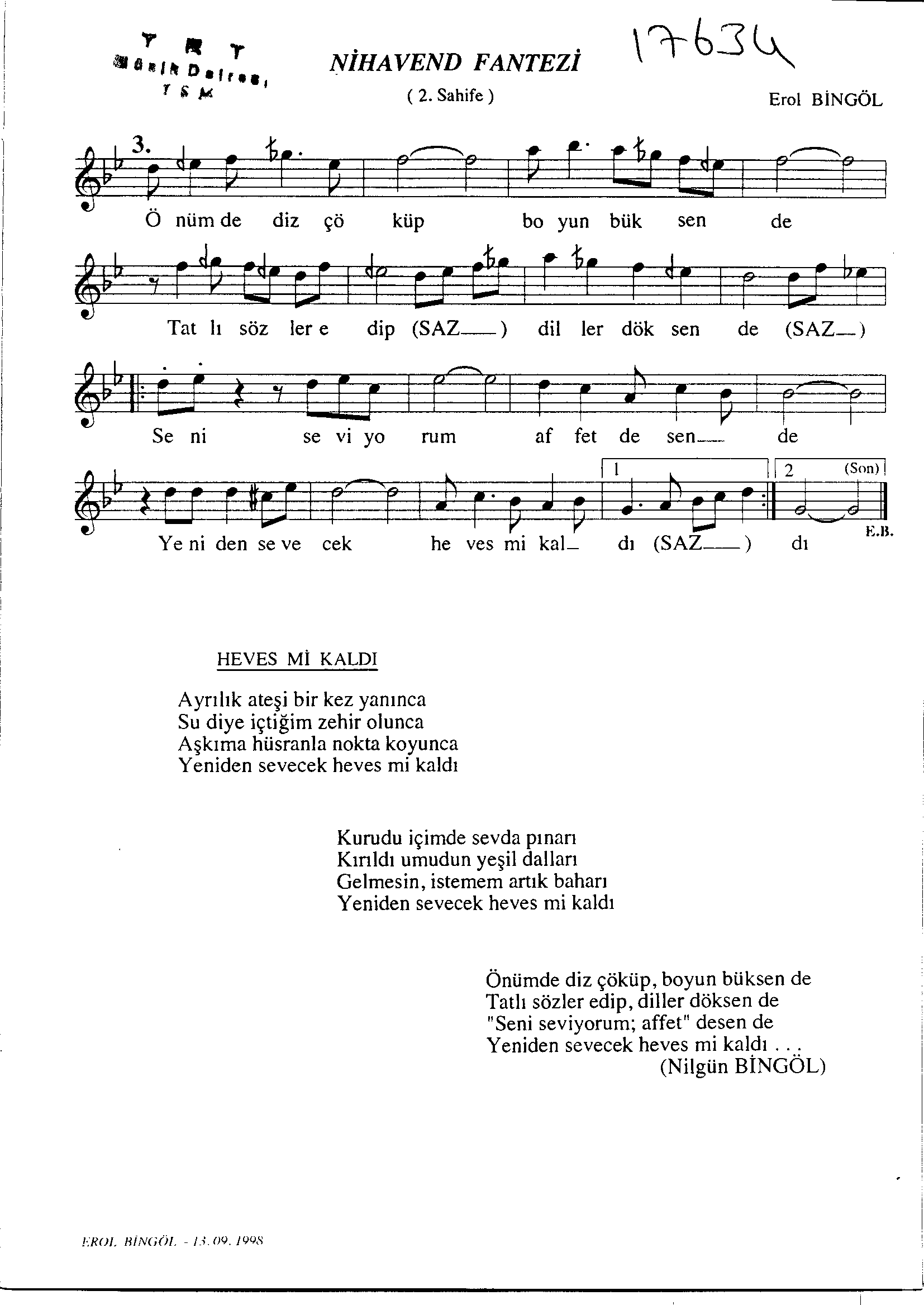 Nihâvend - Şarkı - Erol Bingöl - Sayfa 2