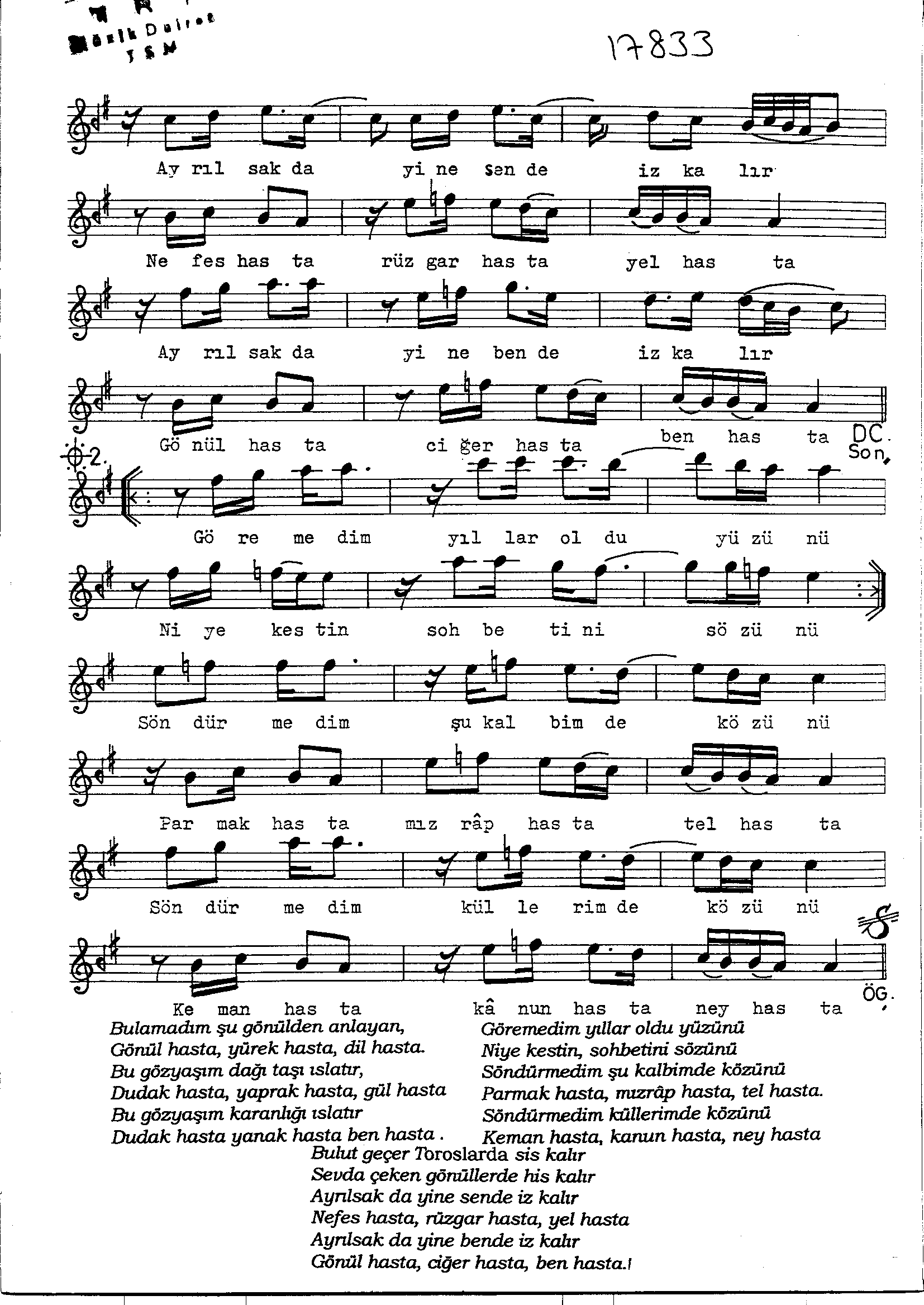 Muhayyer - Şarkı - Ömür Gençel - Sayfa 2