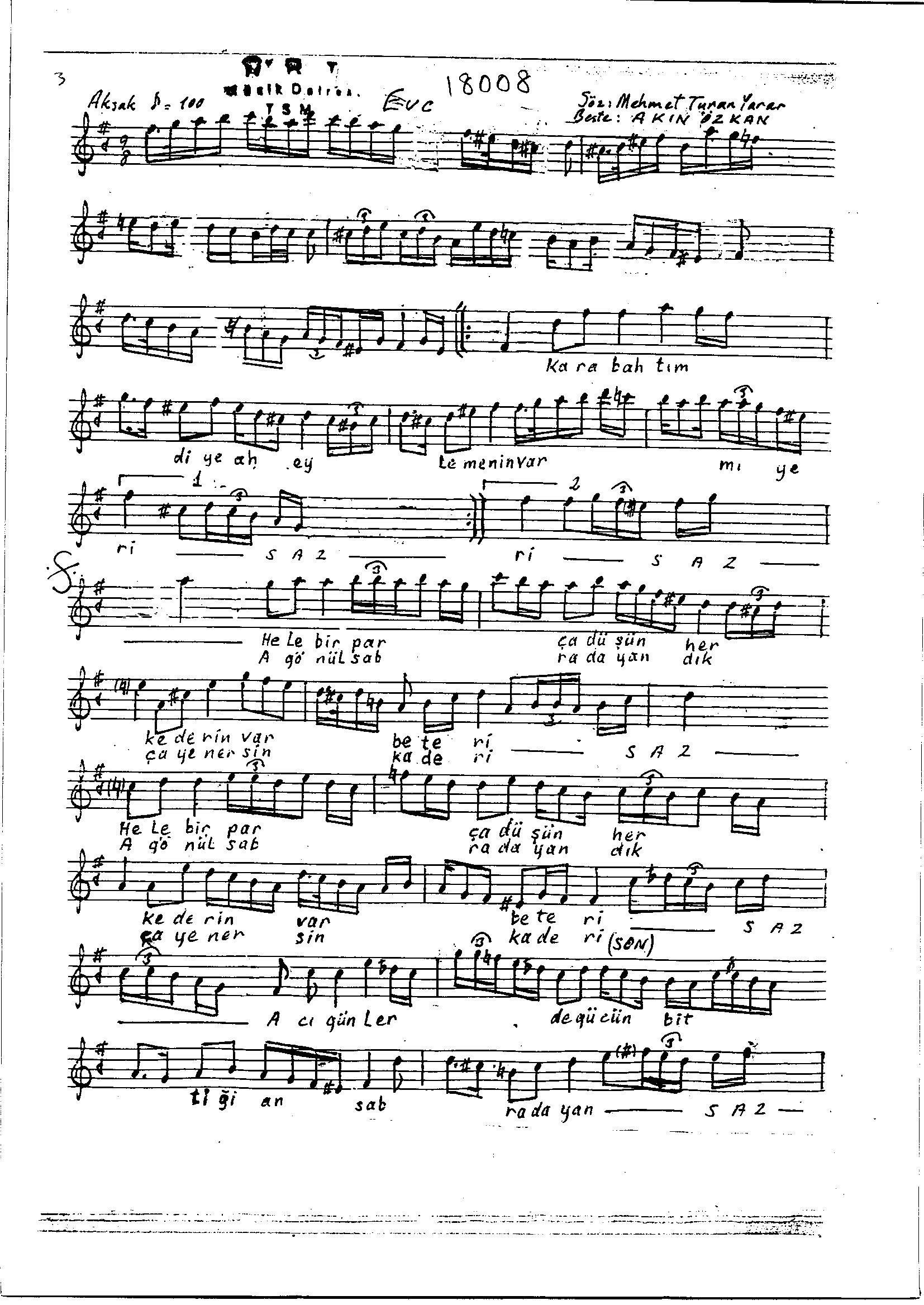 Evc - Şarkı - Akın Özkan - Sayfa 1