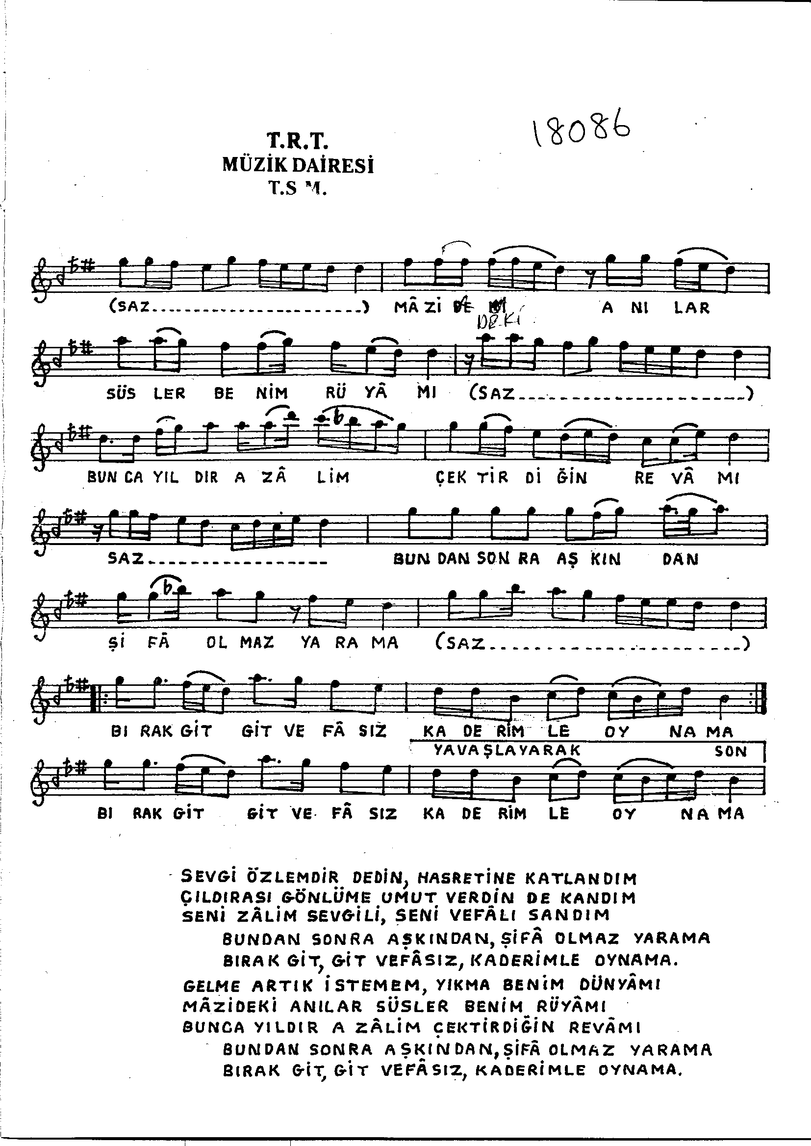 Hüzzâm - Şarkı - Niyâzi Şengül - Sayfa 2