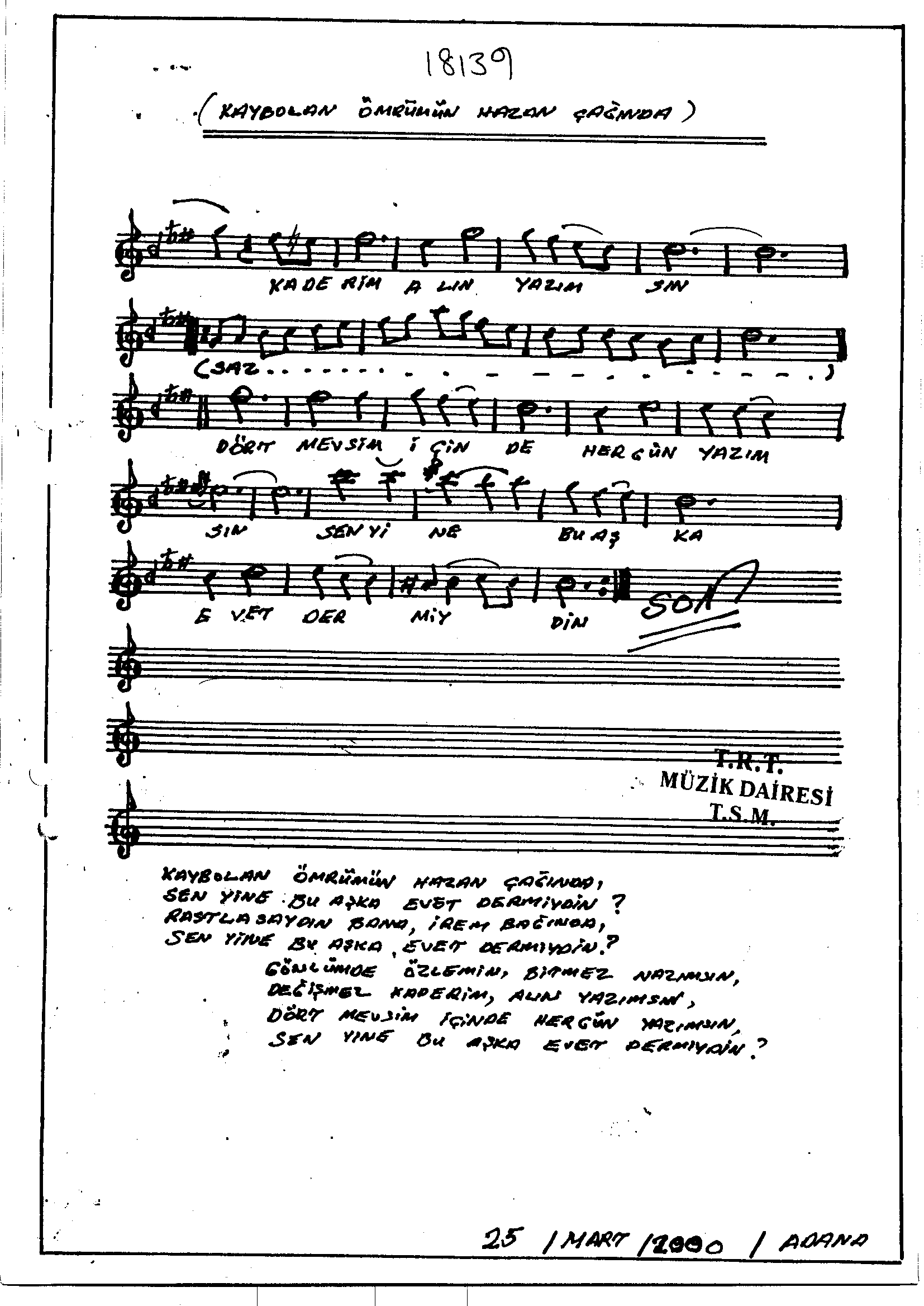 Hüzzâm - Şarkı - İsmail Demirkıran - Sayfa 2