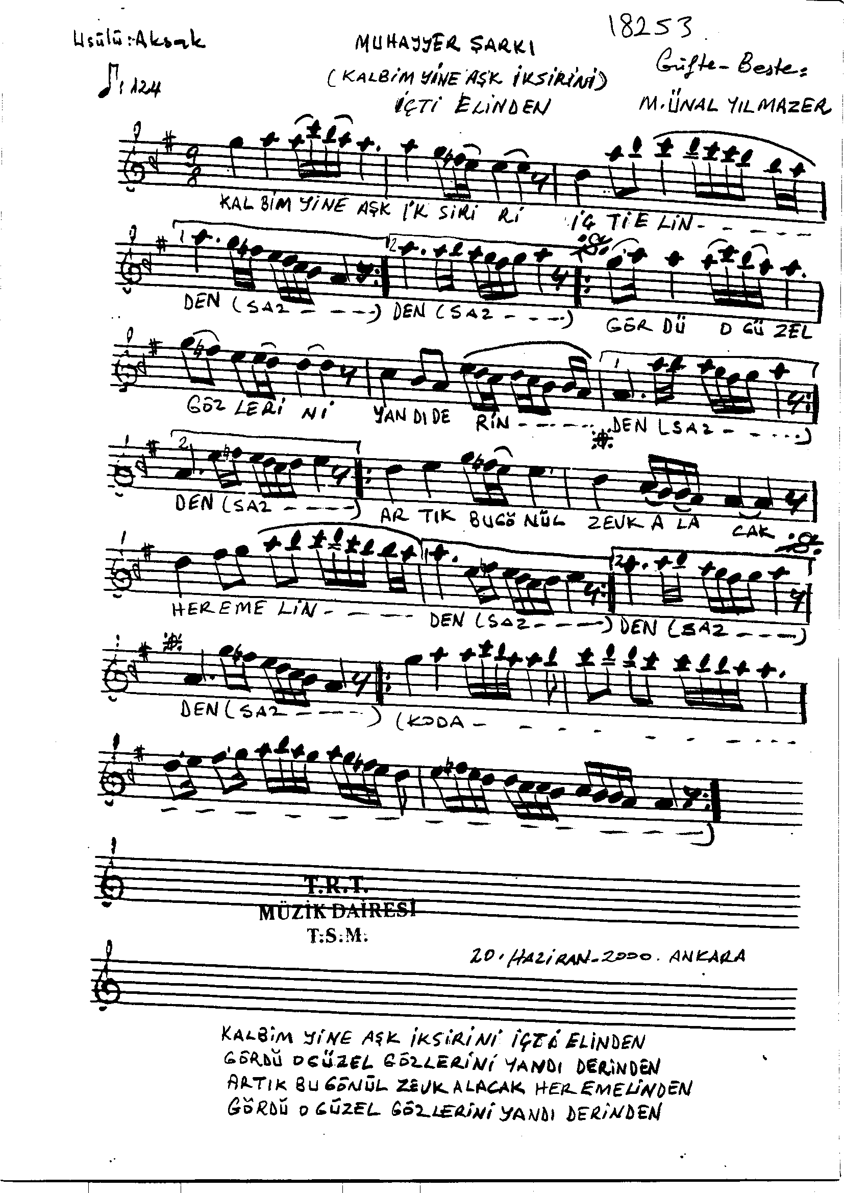 Muhayyer - Şarkı - Mustafa Ünal Yılmazer - Sayfa 1