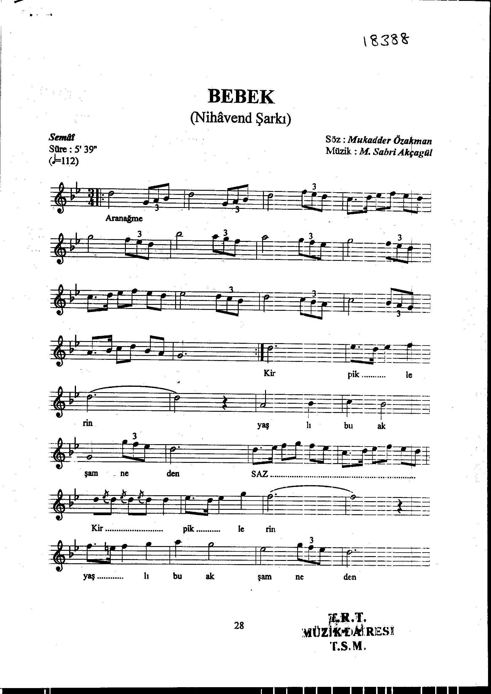 Nihâvend - Şarkı - M.Sabri Akçagül - Sayfa 1