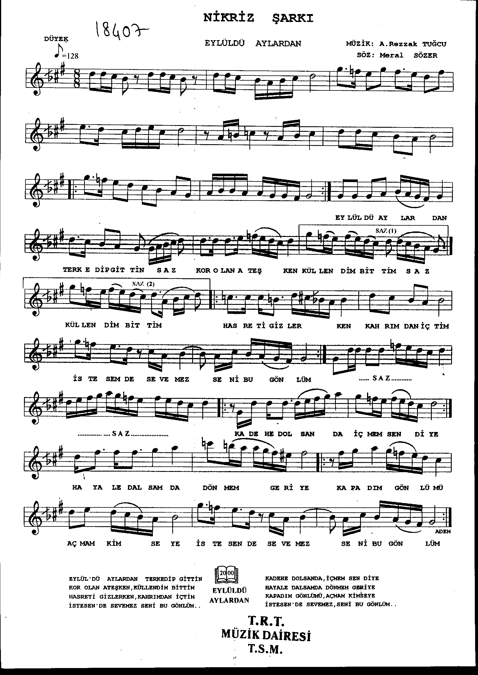 Nikrîz - Şarkı - A.Rezzak Tuğcu - Sayfa 1