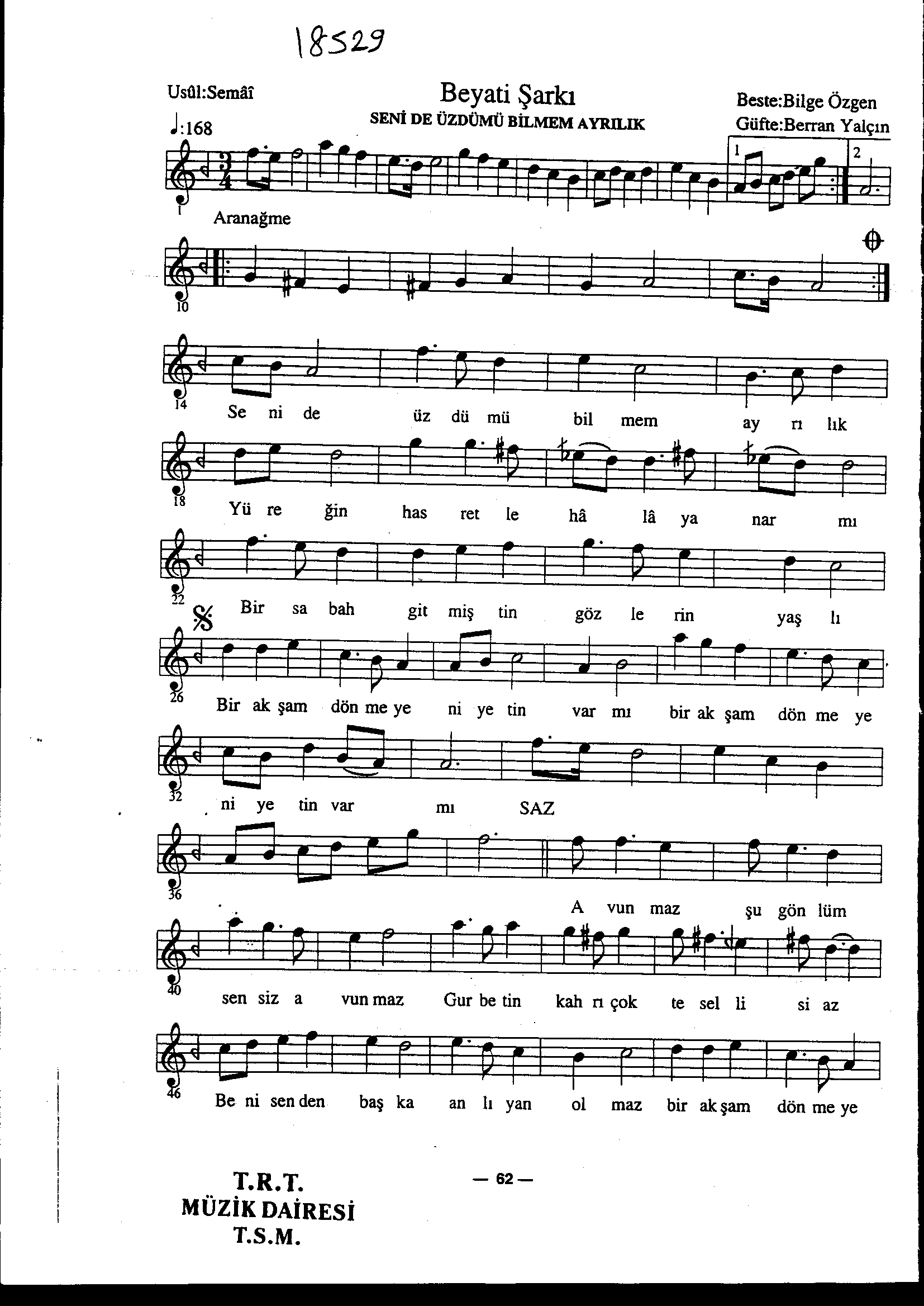 Beyâtî - Şarkı - Bilge Özgen - Sayfa 1