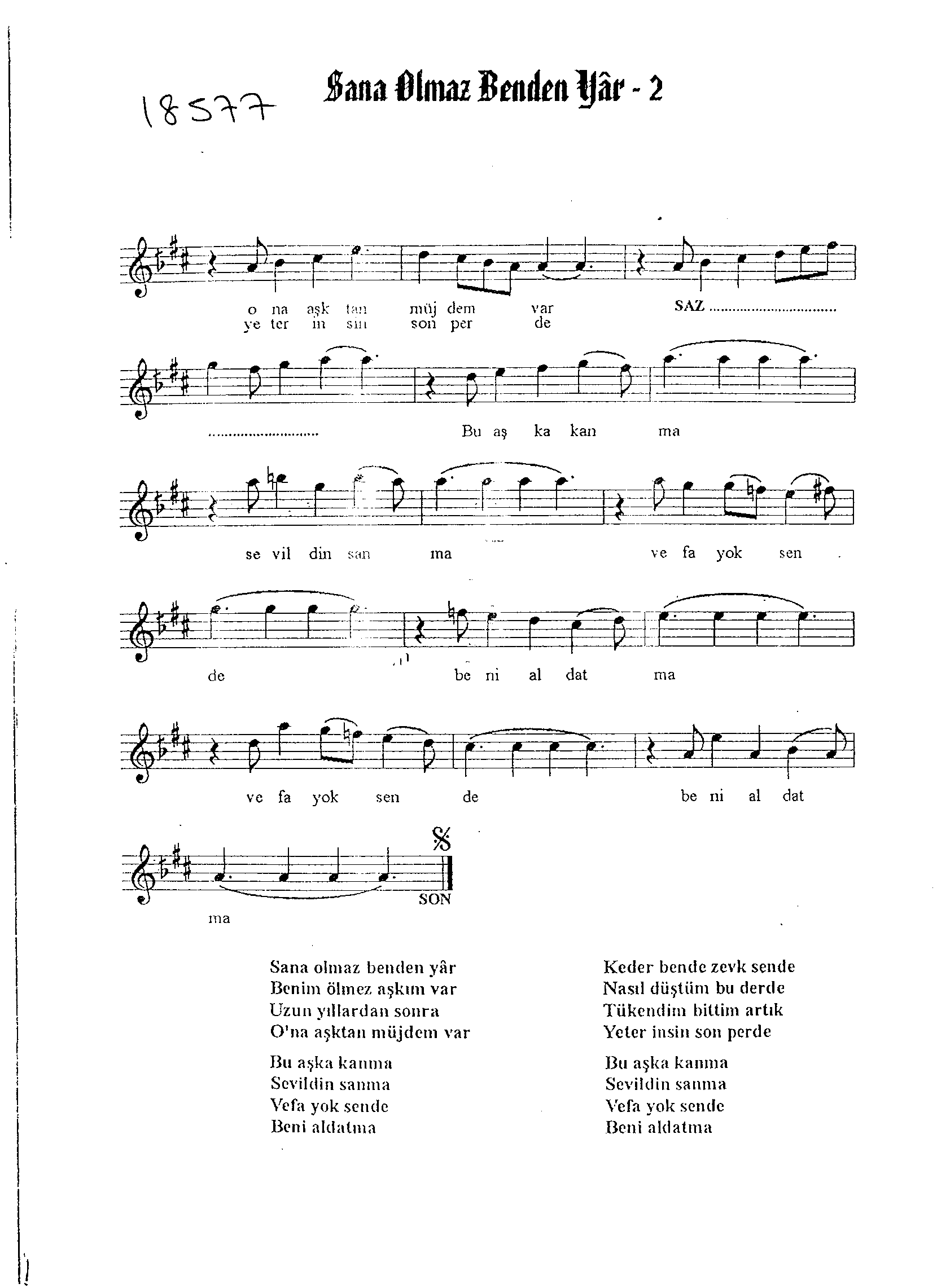 Hicâz-Uzzâl - Şarkı - Teoman Önaldı - Sayfa 2