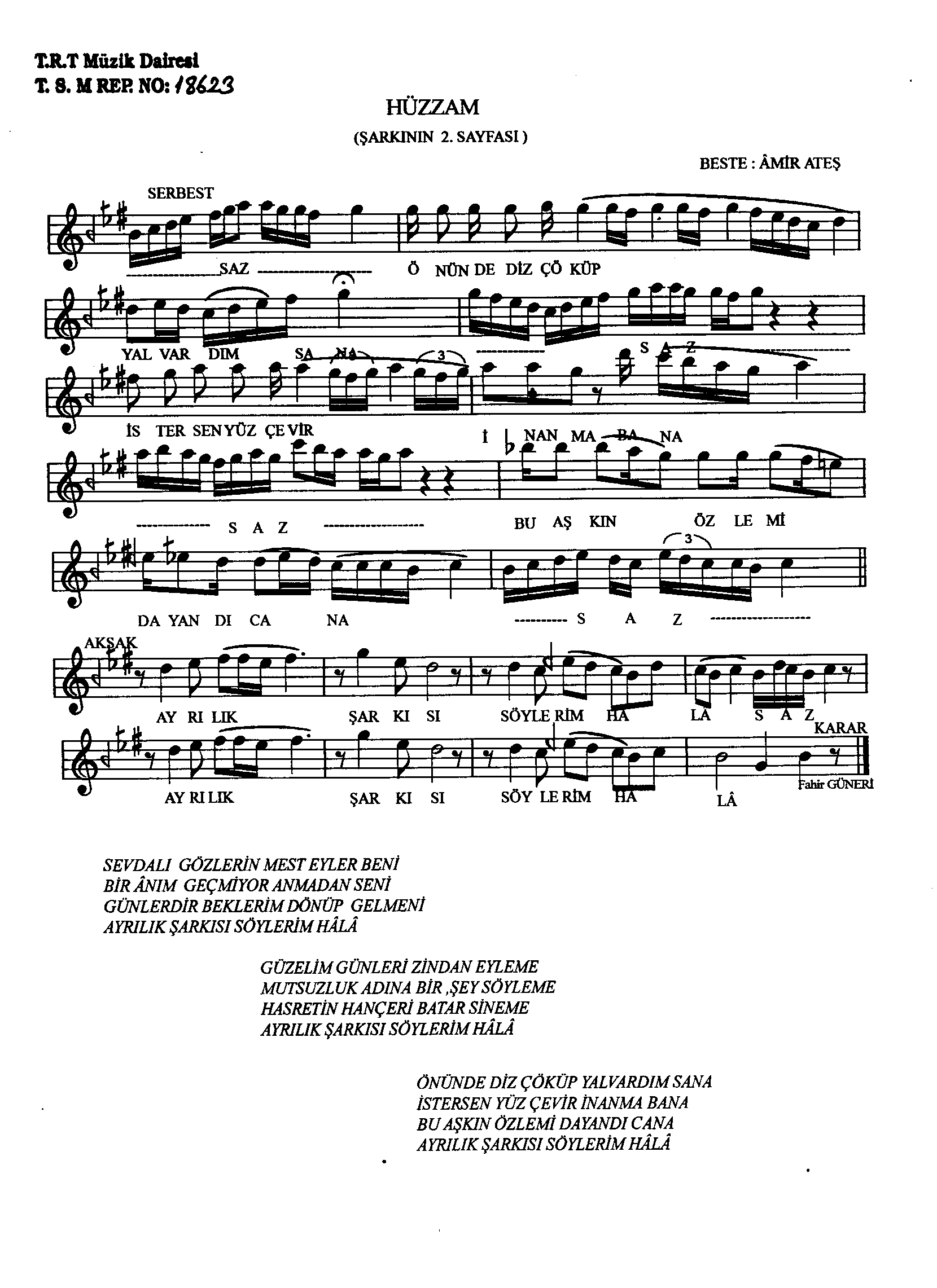 Hüzzâm - Şarkı - Amir Ateş - Sayfa 2