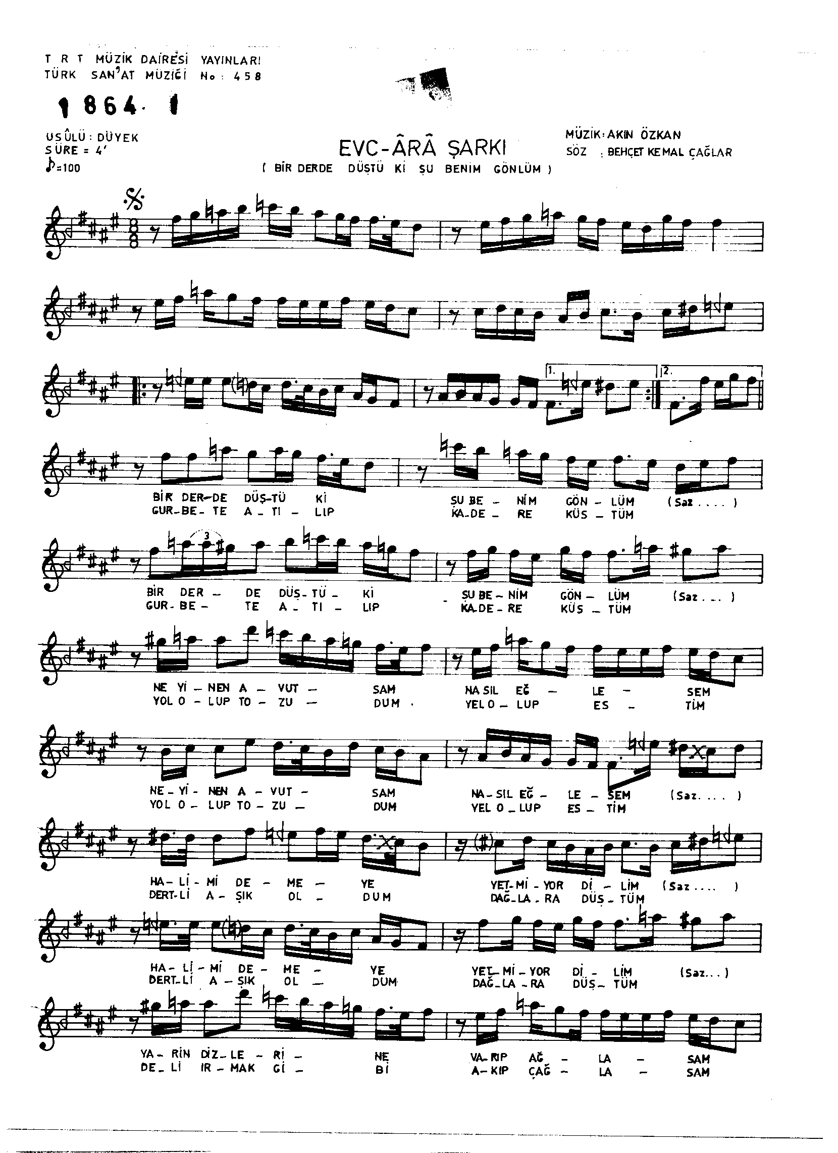 Evc-Ârâ - Şarkı - Akın Özkan - Sayfa 1