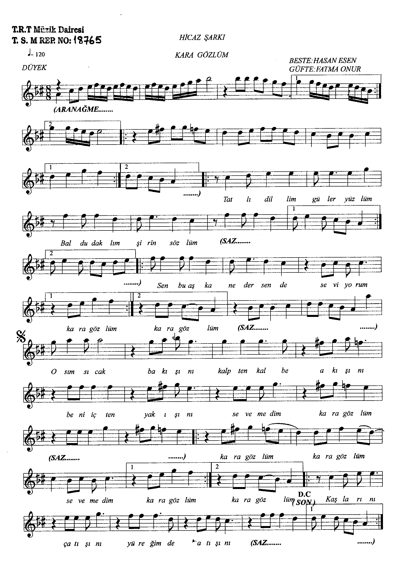 Hicâz - Şarkı - Hasan Esen - Sayfa 1