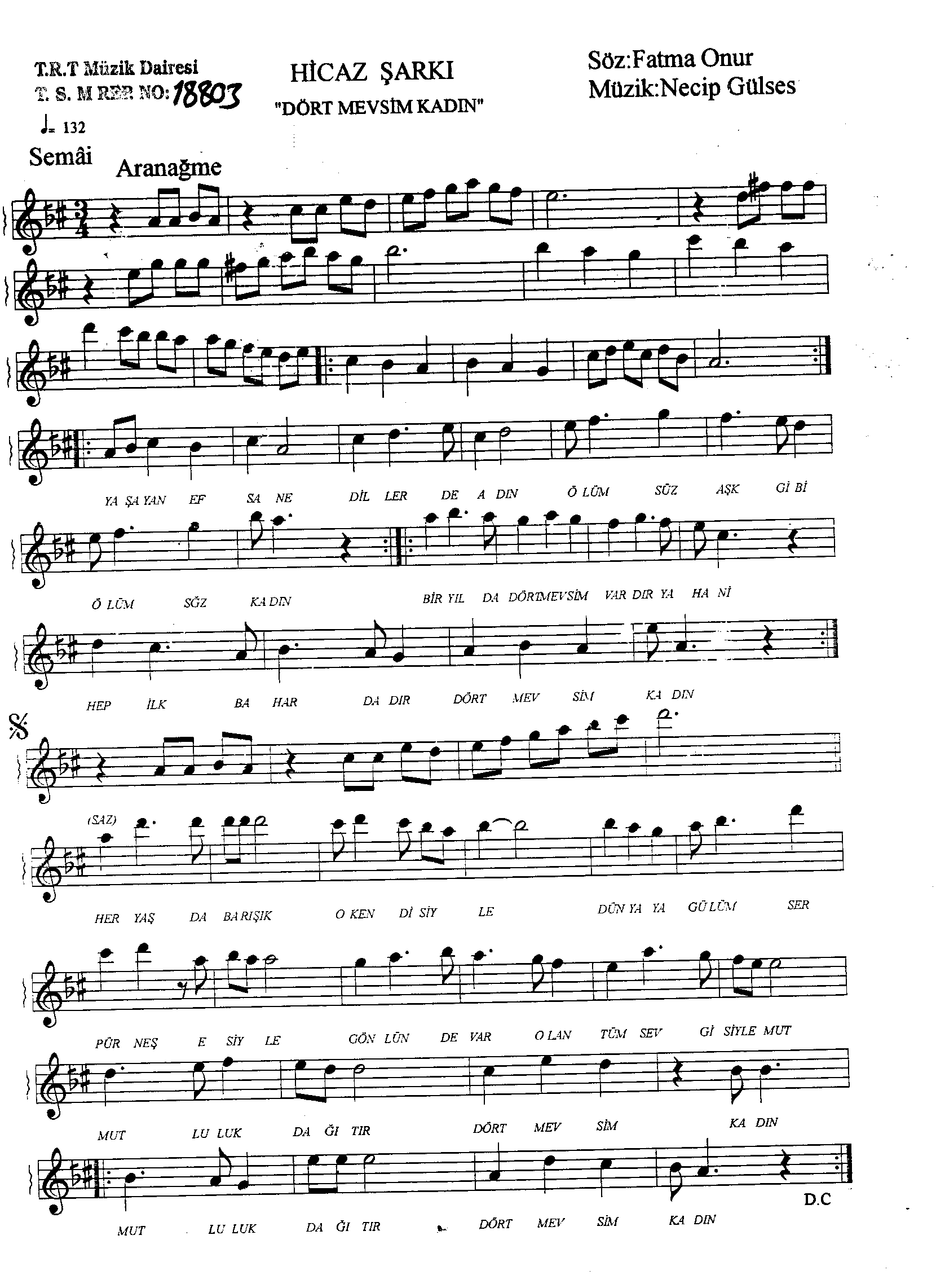 Hicâz - Şarkı - Necip Gülses - Sayfa 1