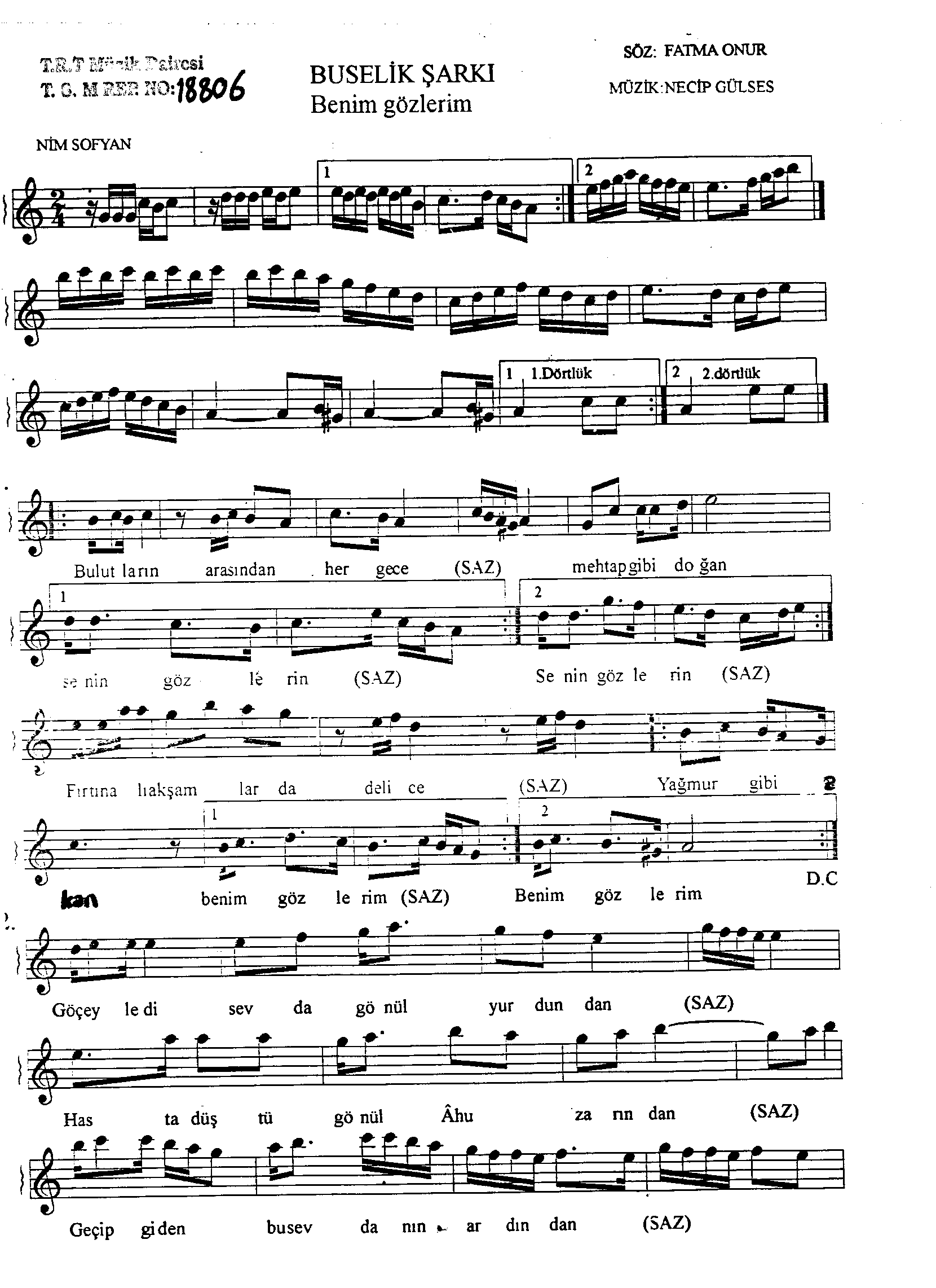 Bûselik - Şarkı - Necip Gülses - Sayfa 1
