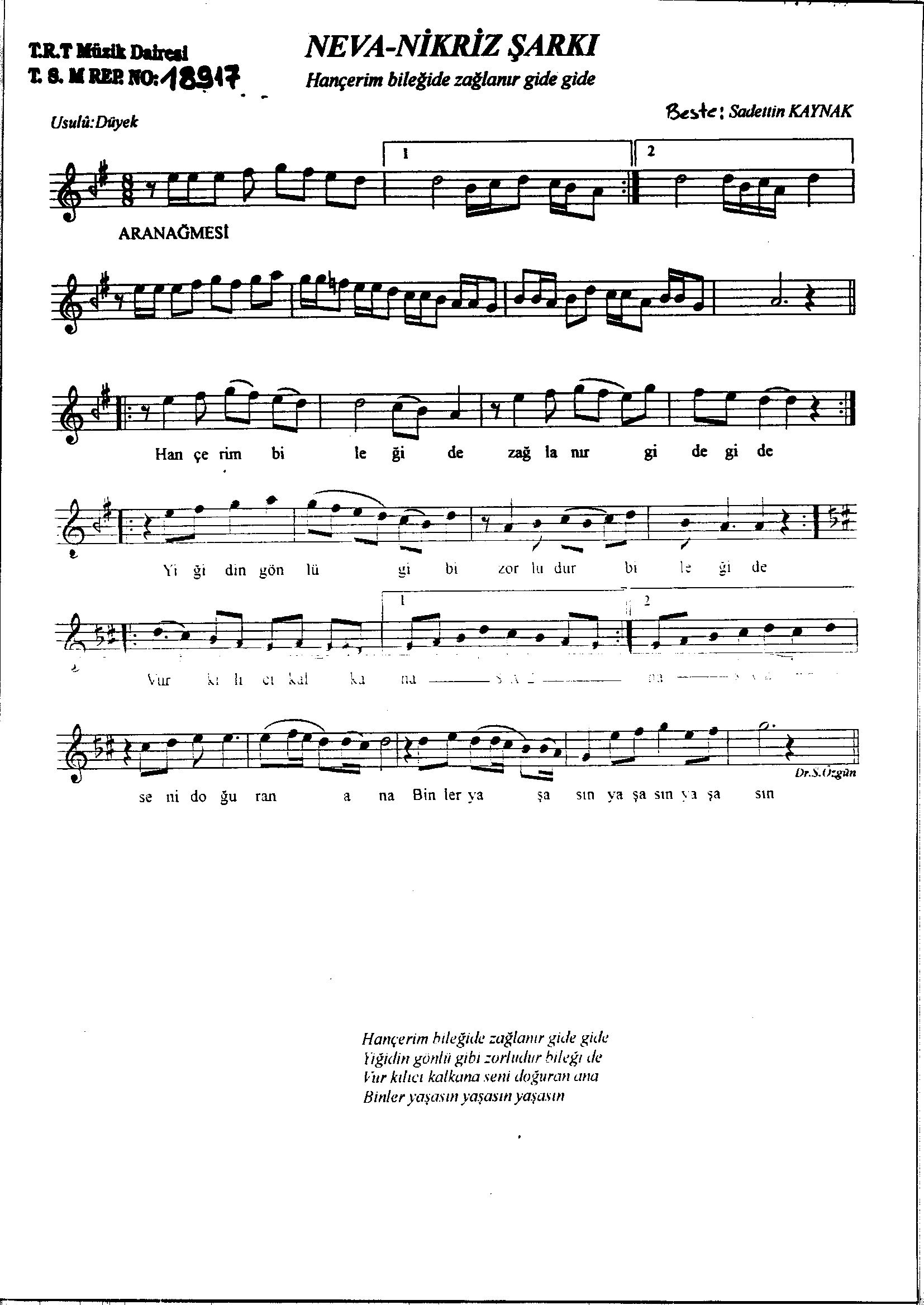 Neva - Şarkı - Sadettin Kaynak - Sayfa 1