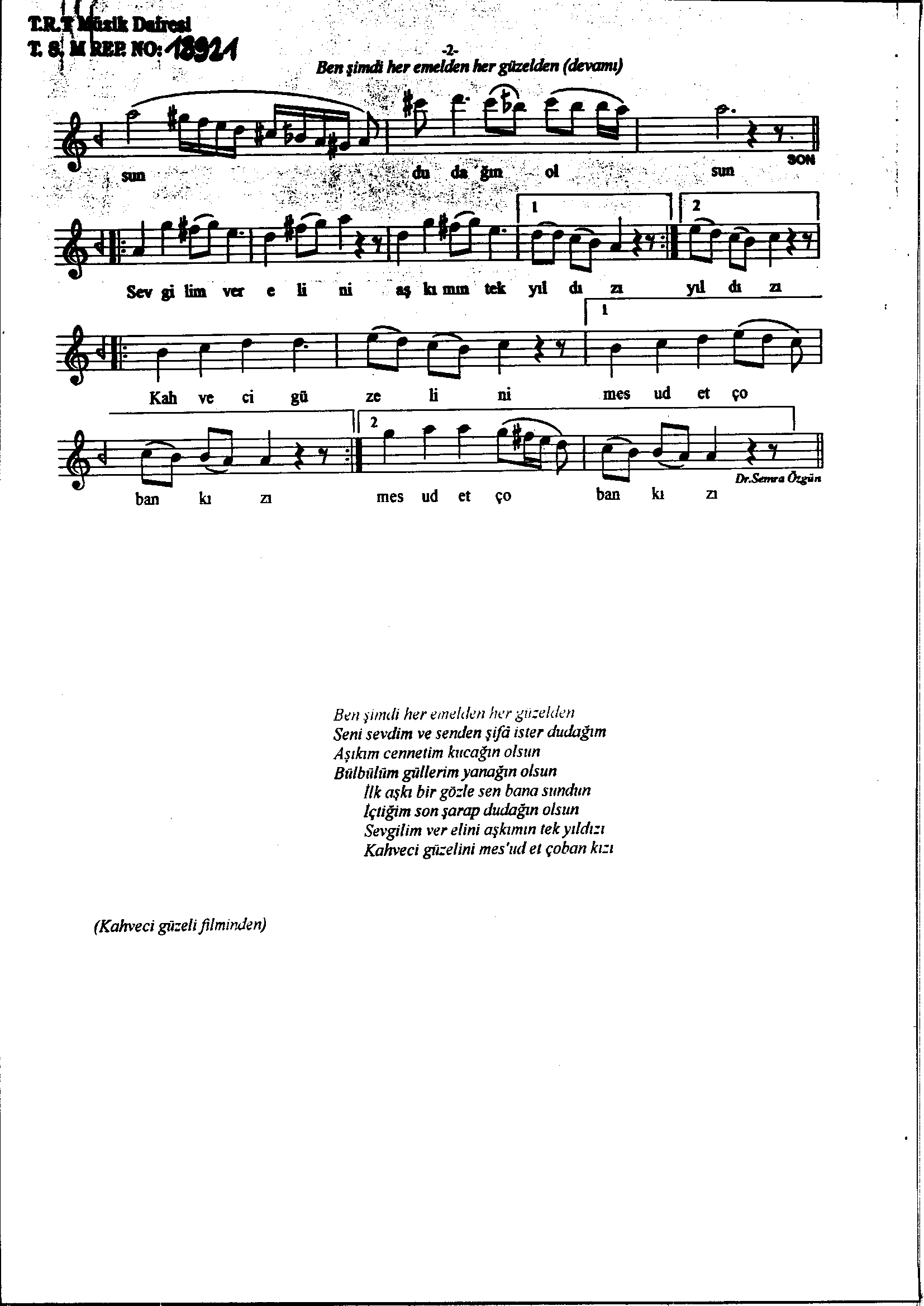 Şehnâz - Şarkı - Sadettin Kaynak - Sayfa 2