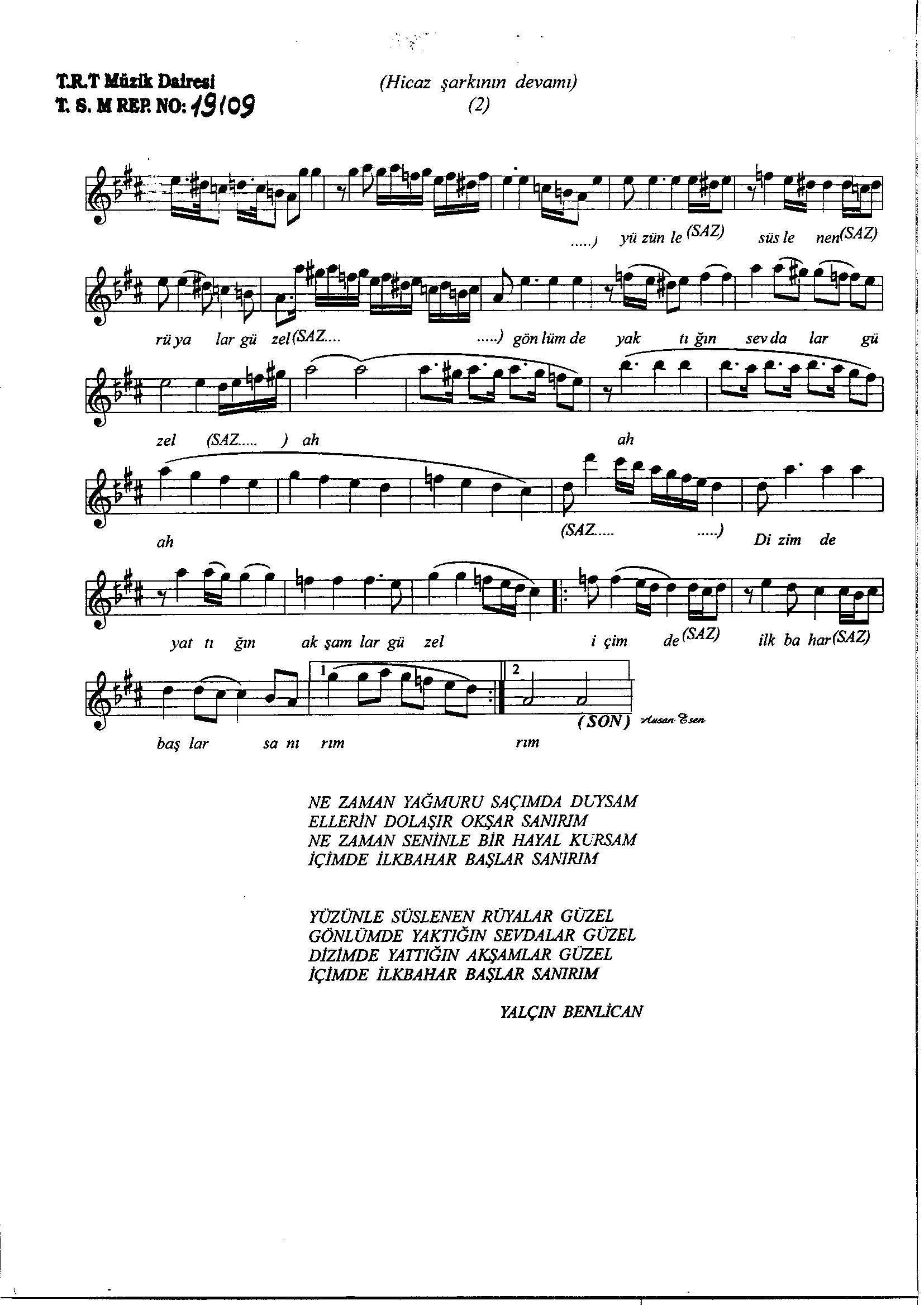 Hicâz - Şarkı - Hasan Esen - Sayfa 2