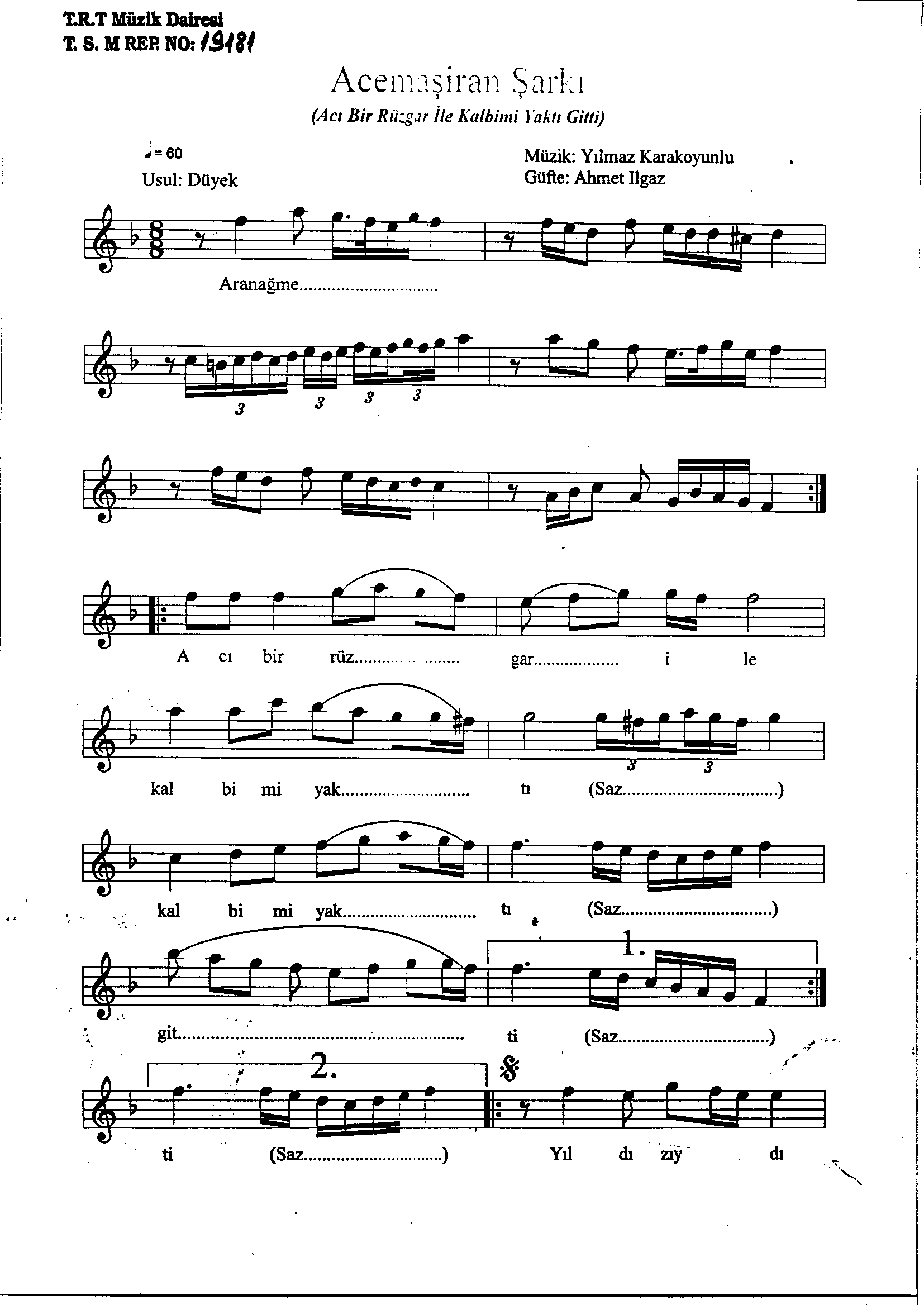 Acem Aşîrân - Şarkı - Yılmaz Karakoyunlu - Sayfa 1