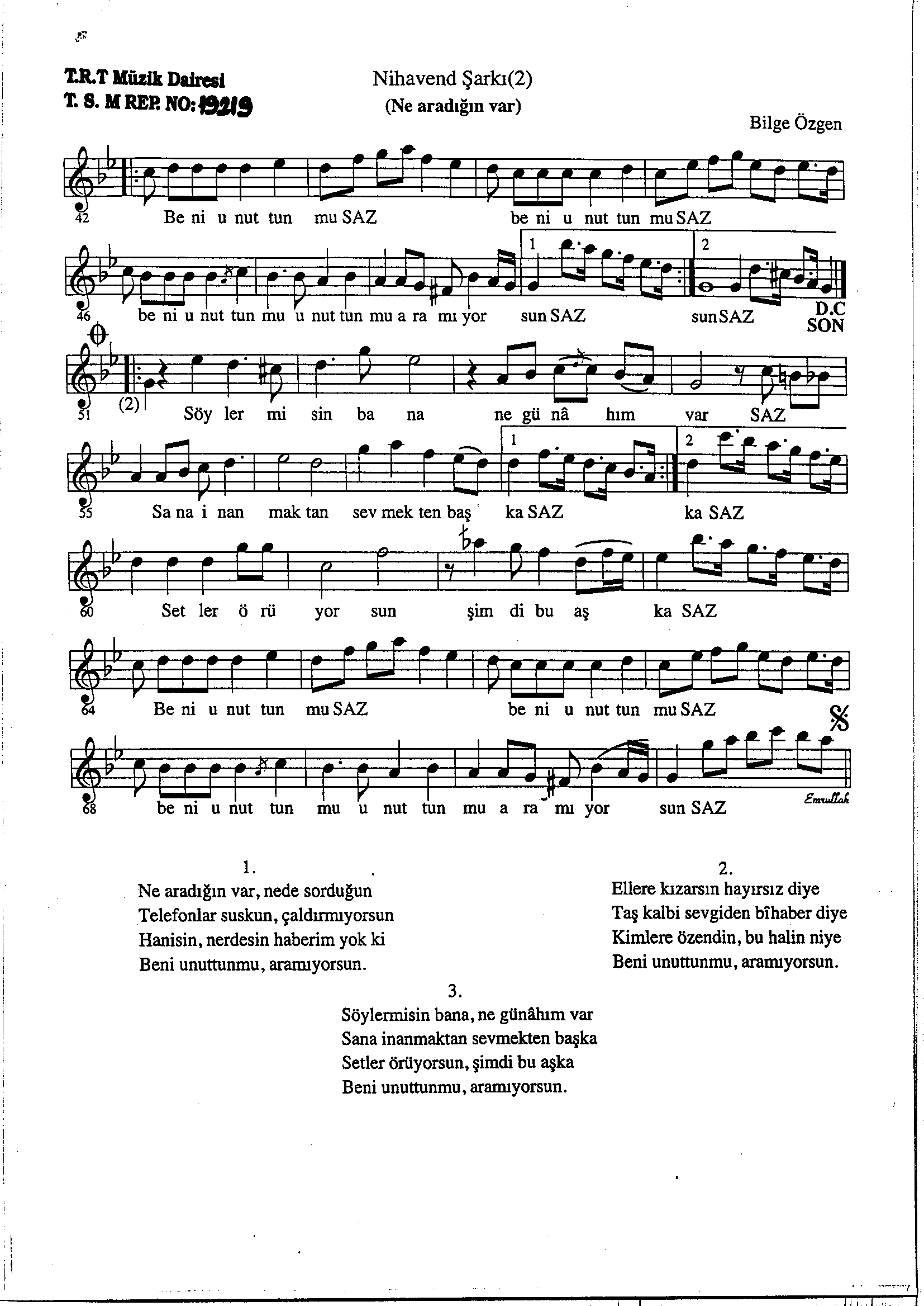 Nihâvend - Şarkı - Bilge Özgen - Sayfa 2