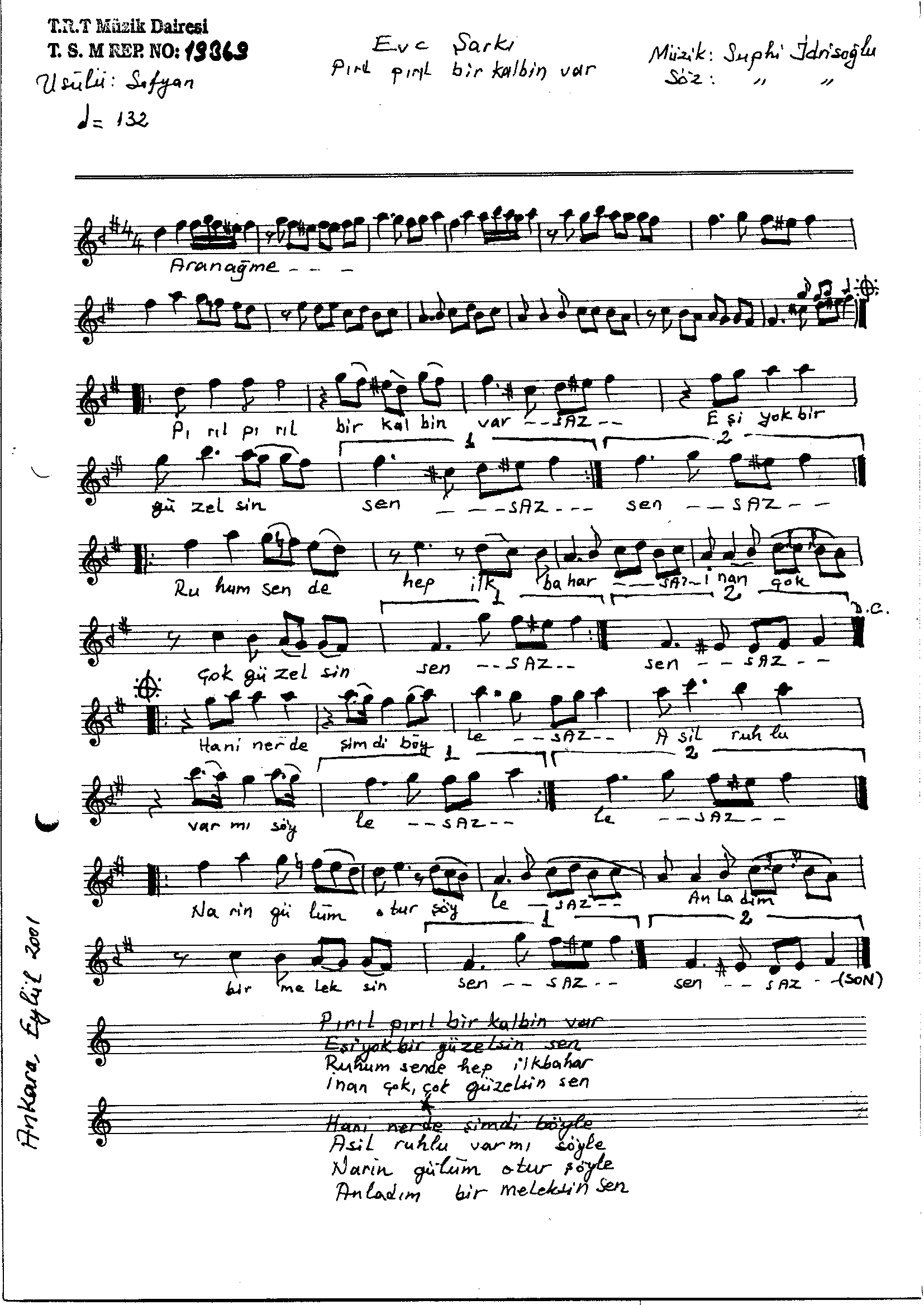 Evc - Şarkı - Suphi İdrisoğlu - Sayfa 1