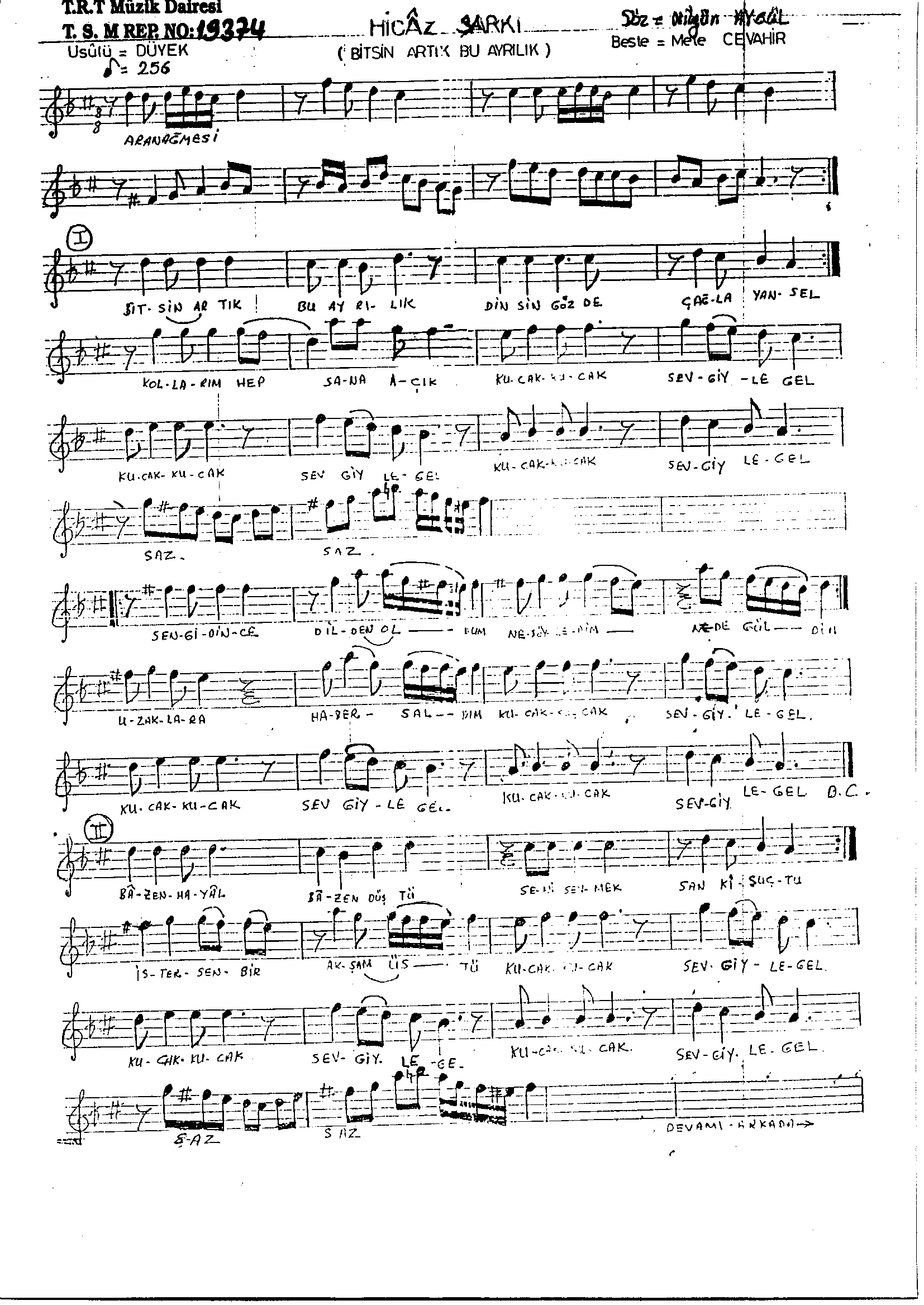 Hicâz - Şarkı - Mete Cevâhir - Sayfa 1