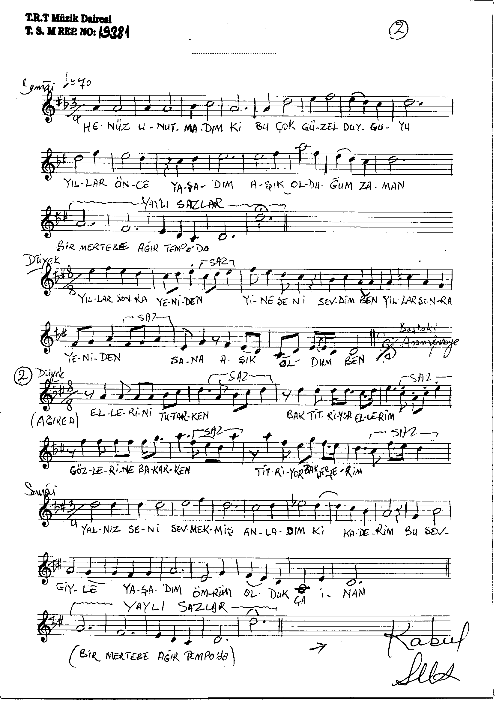 Sultânî-Yegâh - Şarkı - Alâeddin Yavaşça - Sayfa 2