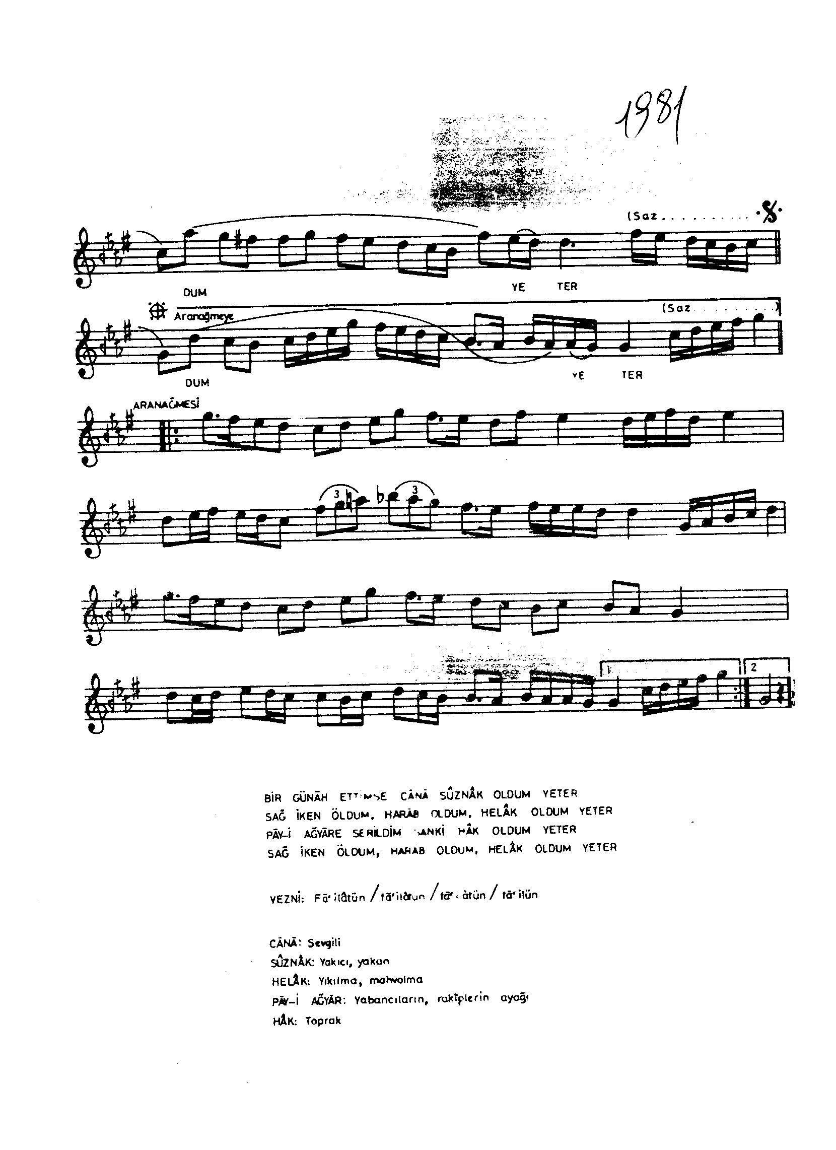Sûz-Nâk - Şarkı - Selânik'li Ahmet Efendi - Sayfa 2