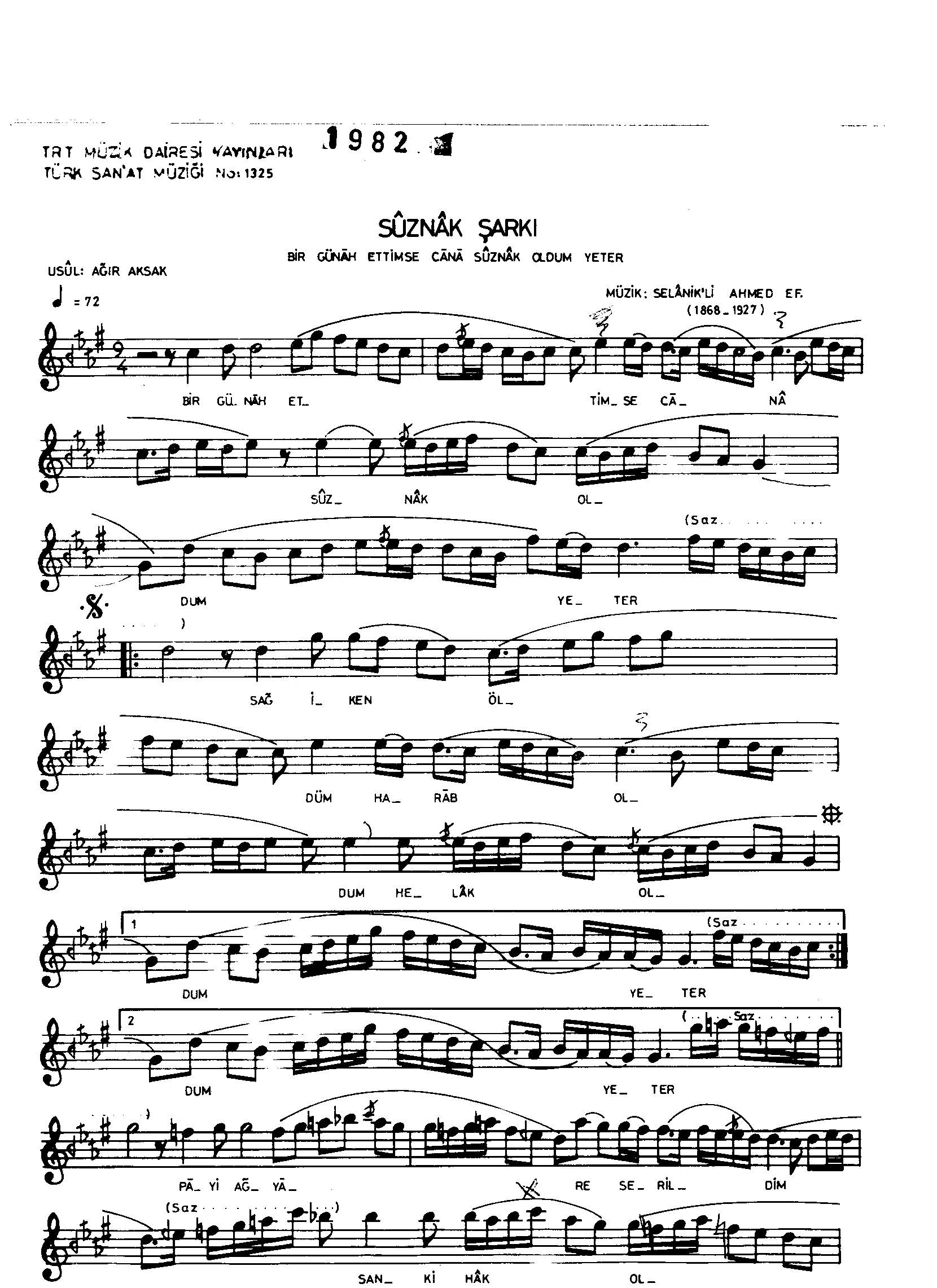 Sabâ - Şarkı - Kemânî Serkis Efendi - Sayfa 1