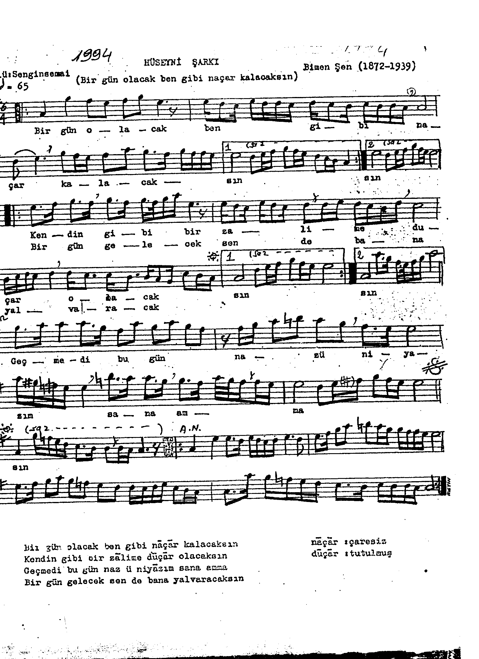 Hüseynî - Şarkı - Bîmen Şen - Sayfa 1