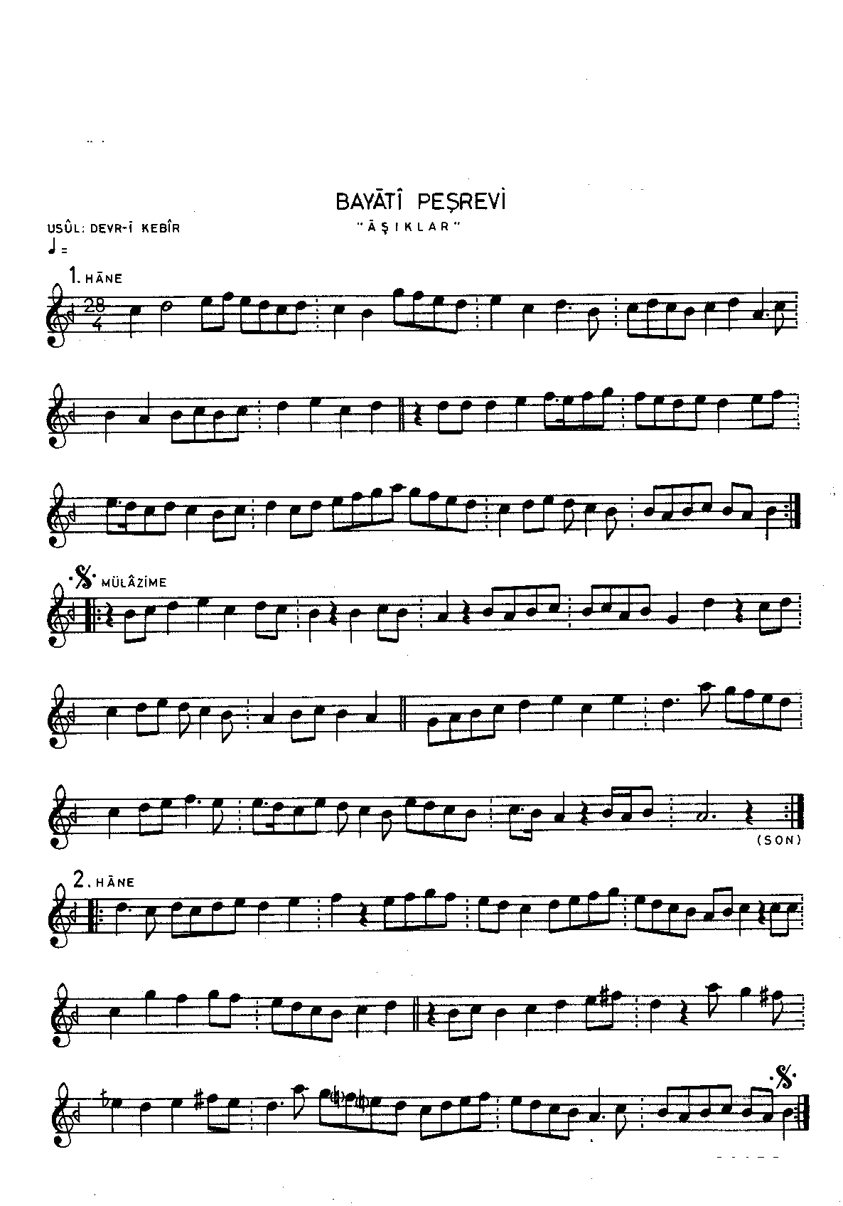 Beyâtî - Peşrev - Meçhul - Sayfa 1