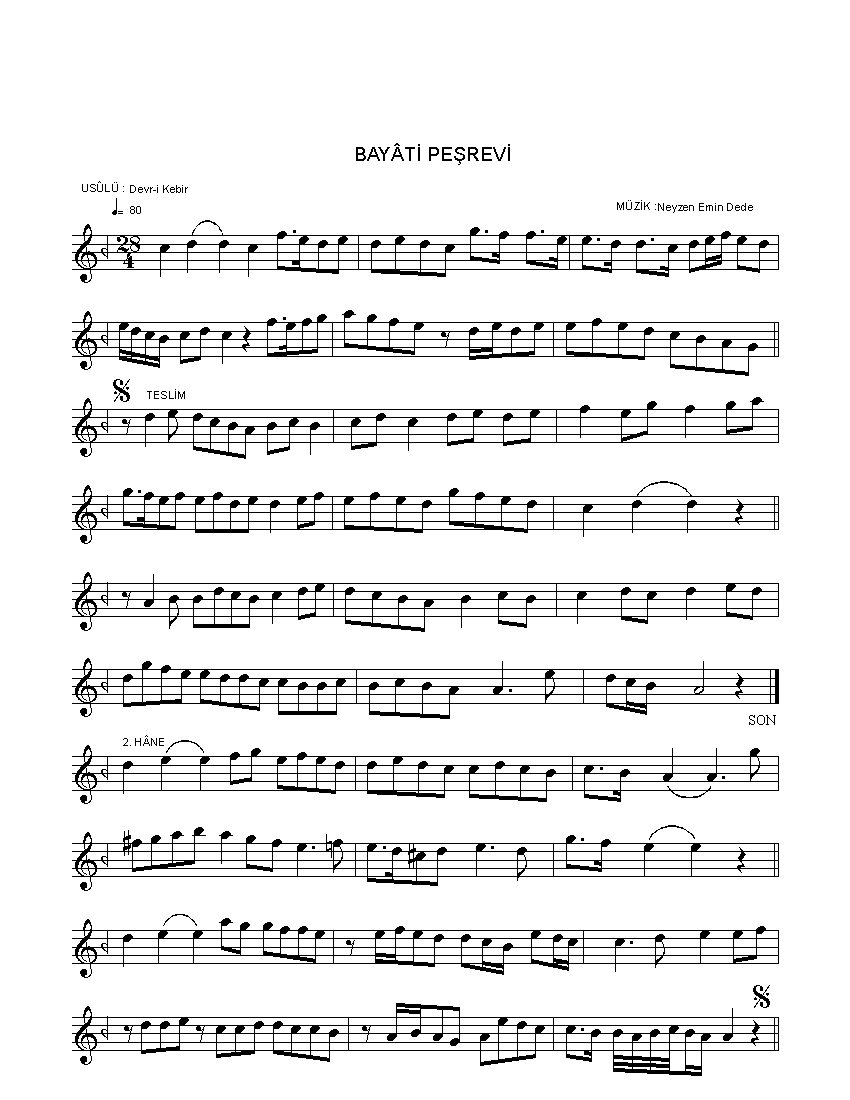 Beyâtî - Peşrev - Neyzen Emin Dede - Sayfa 1
