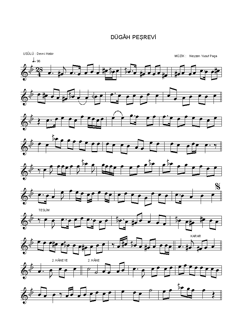 Dügâh - Peşrev - Neyzen Yusuf Paşa - Sayfa 1