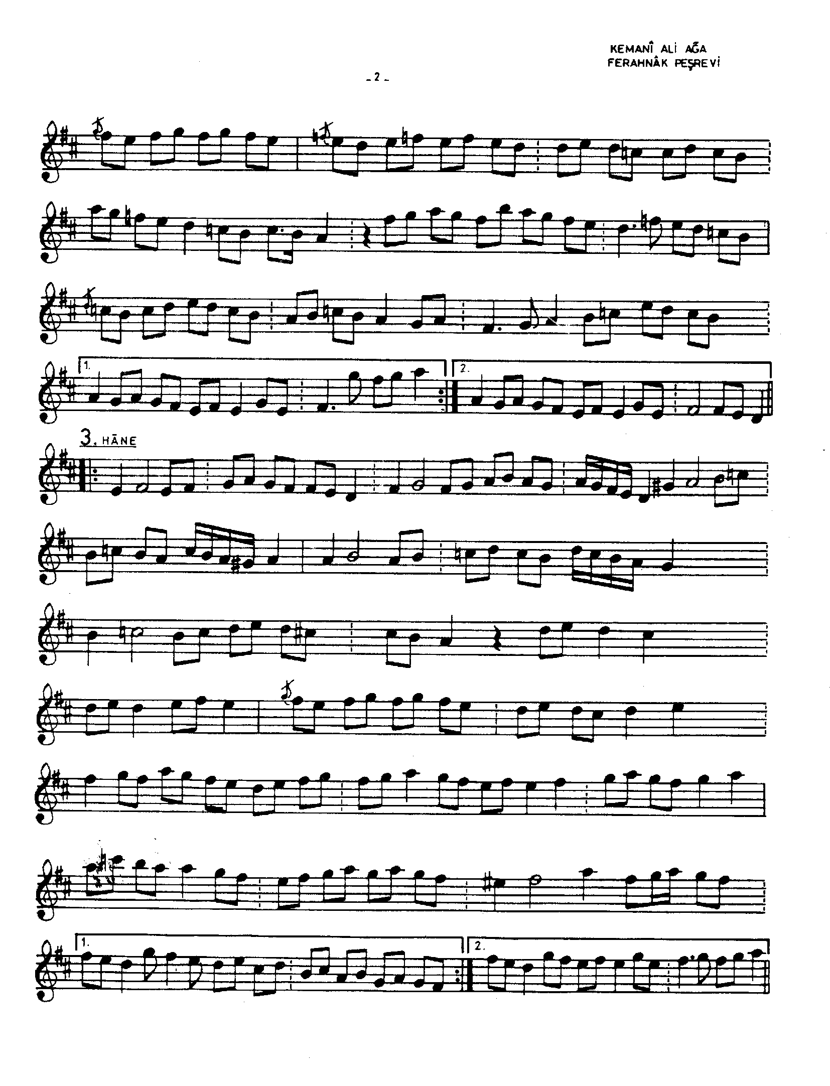 Ferahnâk - Peşrev - Kemani Ali Ağa - Sayfa 2