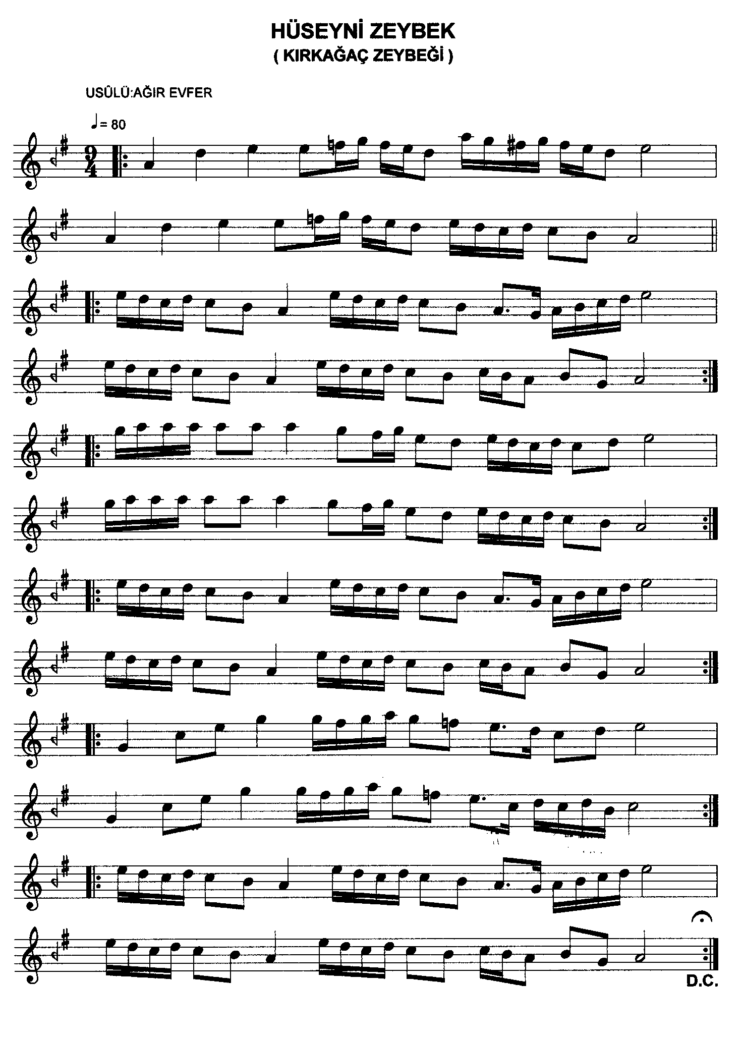 Hüseynî - Zeybek - Meçhul - Sayfa 1
