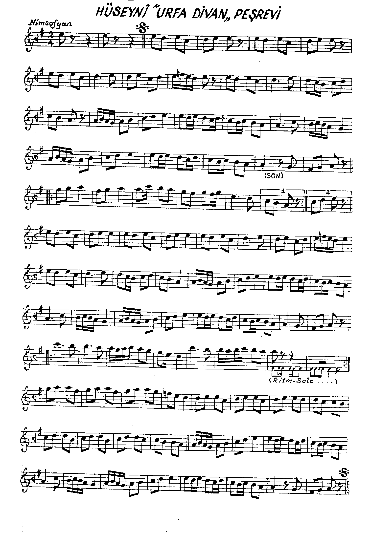 Hüseynî - Peşrev - Meçhul - Sayfa 1