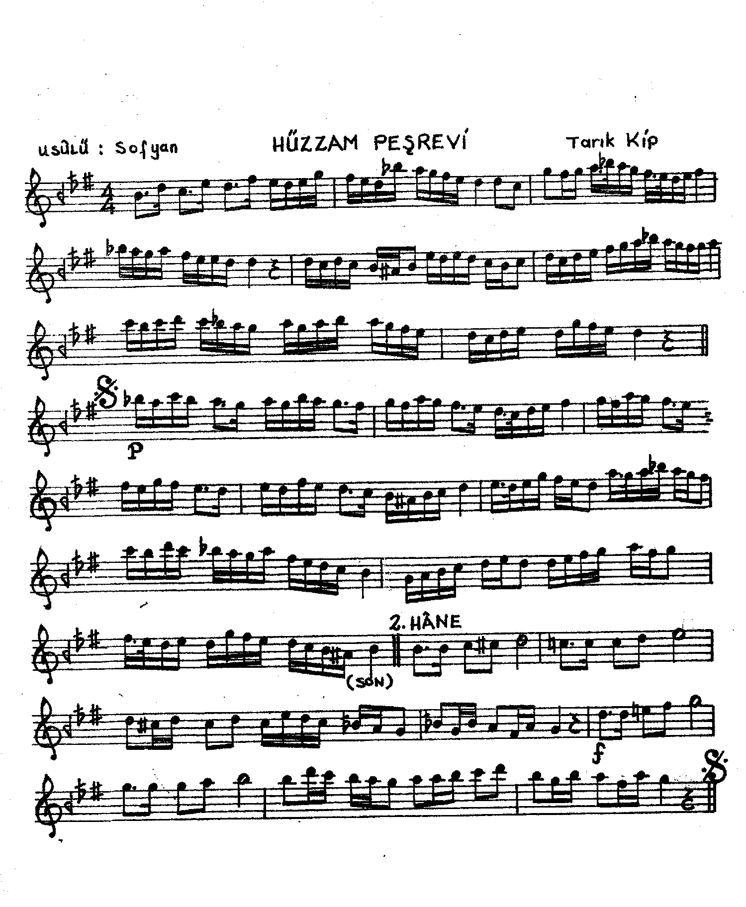 Hüzzâm - Peşrev - Tarık Kip - Sayfa 1