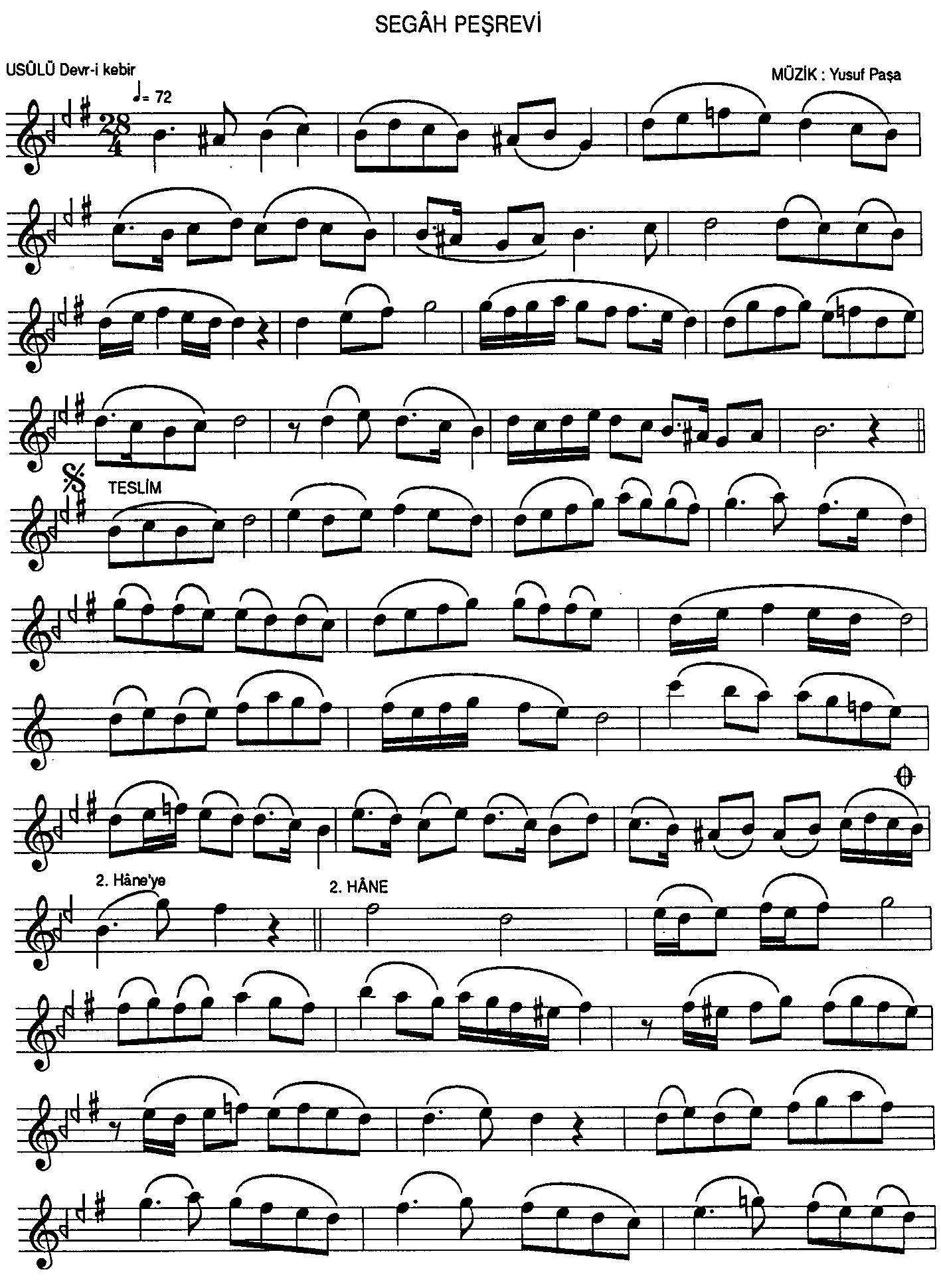 Segâh - Peşrev - Neyzen Yusuf Paşa - Sayfa 1
