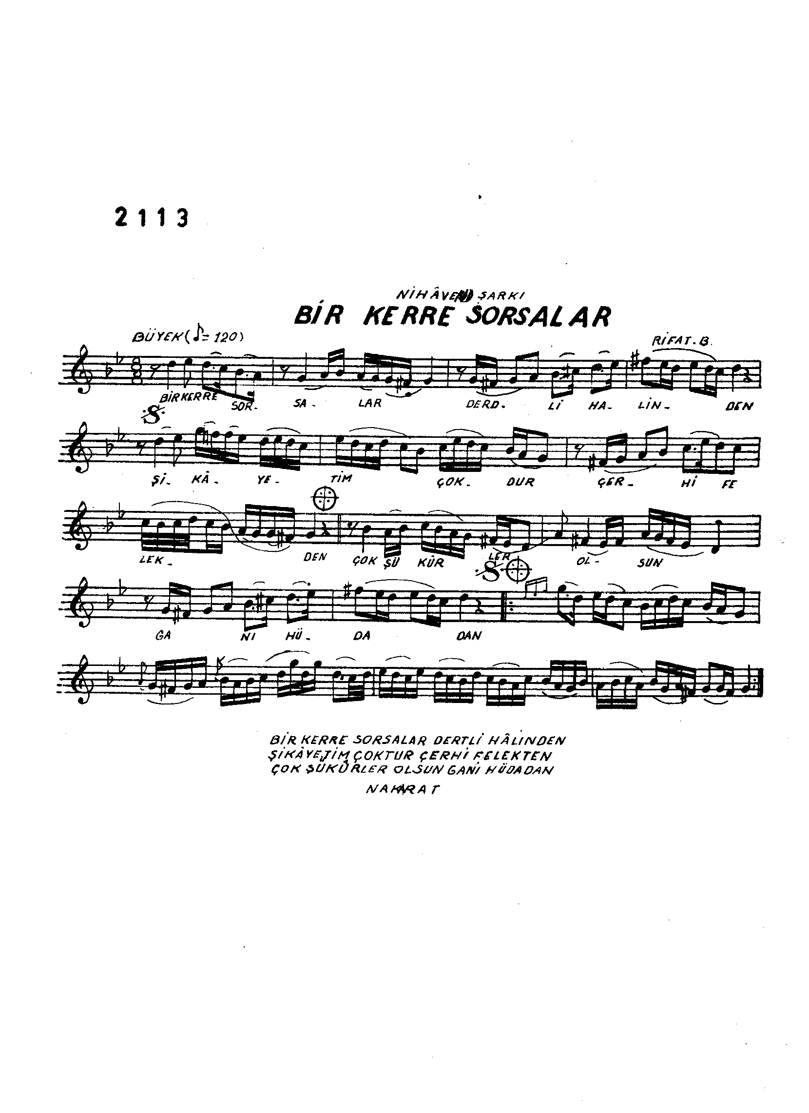 Nihâvend - Şarkı - Rif'at Bey - Sayfa 1