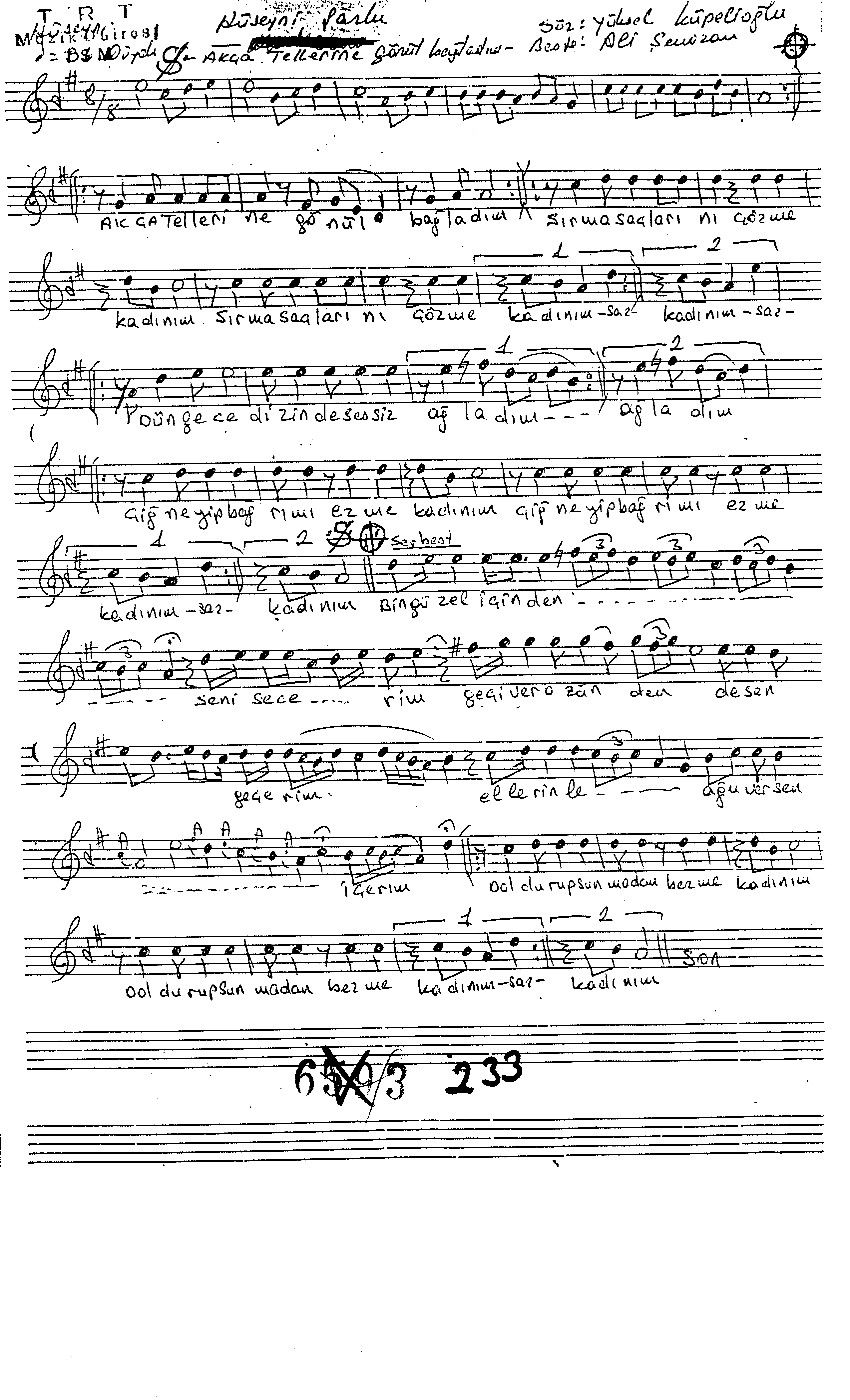 Hüseynî - Şarkı - Ali Şenozan - Sayfa 1