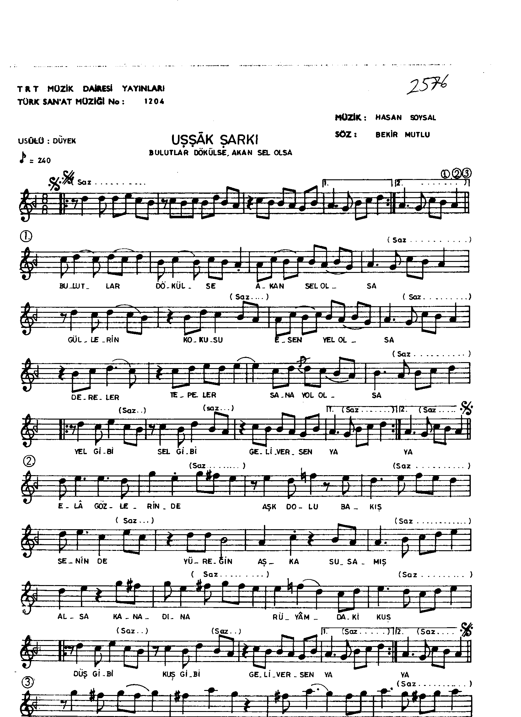 Uşşak - Şarkı - Hasan Soysal - Sayfa 1