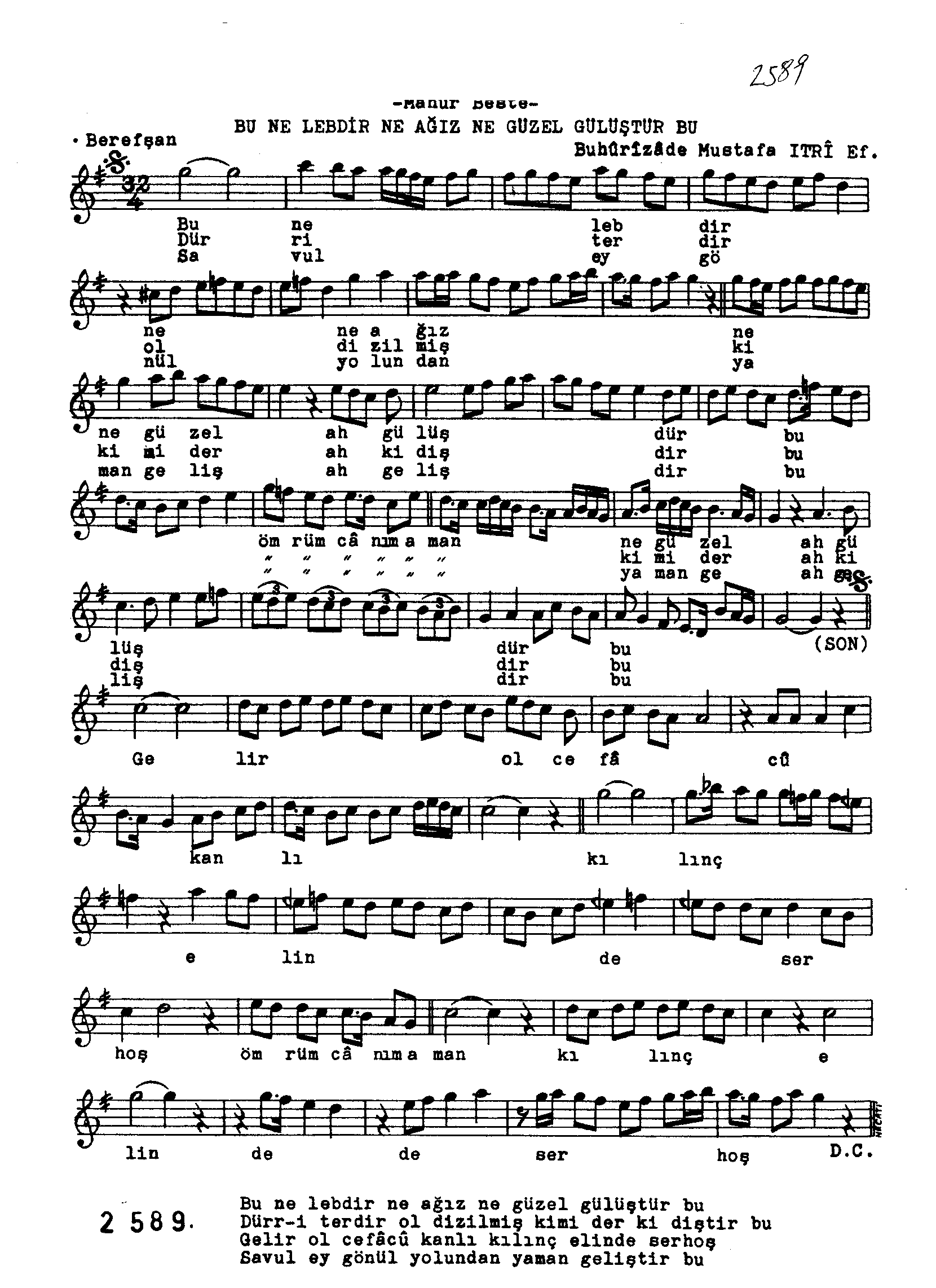 Mâhûr - Beste - Itrî(Buhûrizâde Mustafa Efendi) - Sayfa 1