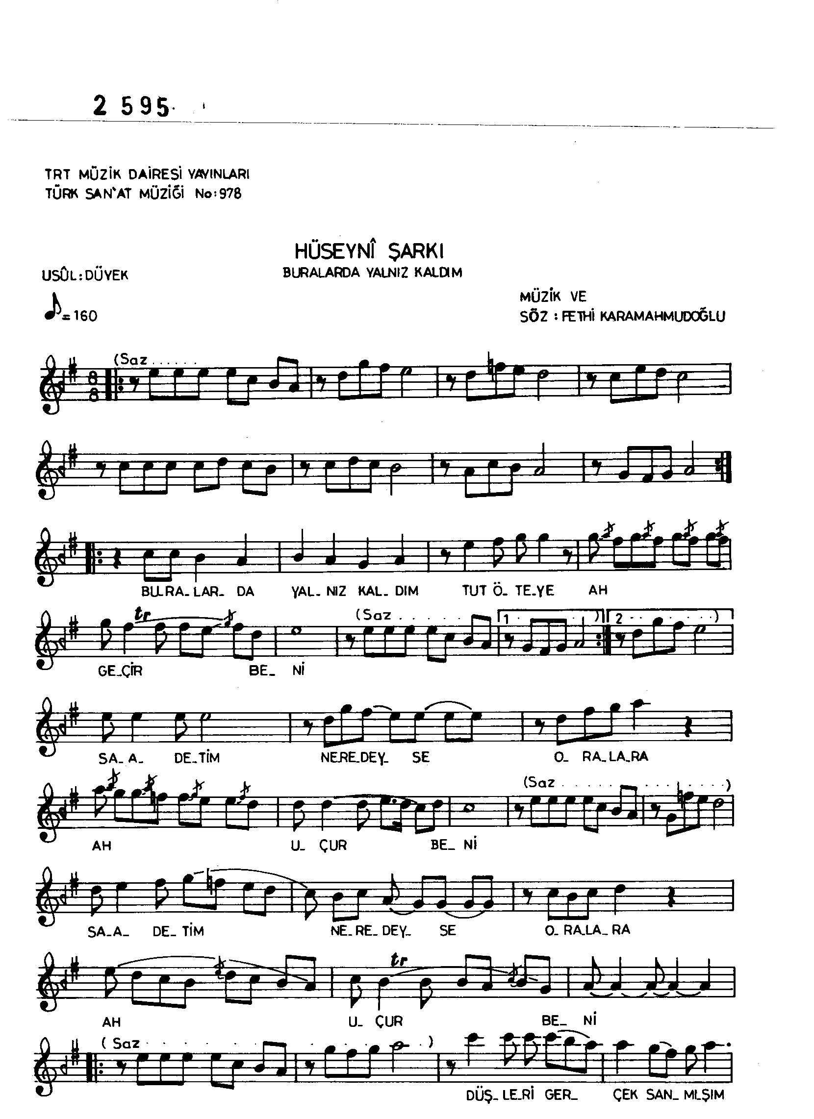 Hüseynî - Şarkı - Fethi Karamahmudoğlu - Sayfa 1