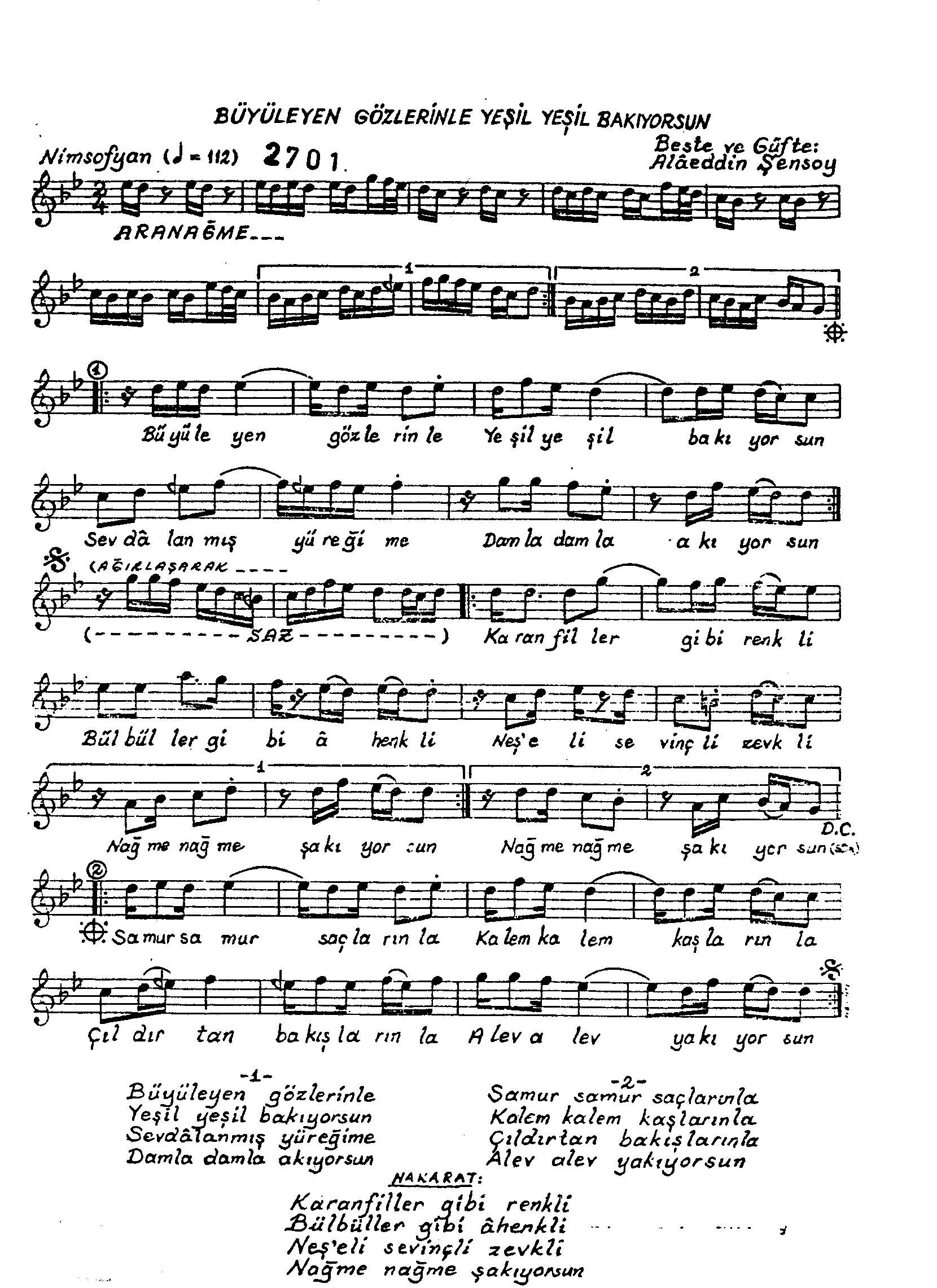 Nihâvend - Şarkı - Alâeddin Şensoy - Sayfa 1