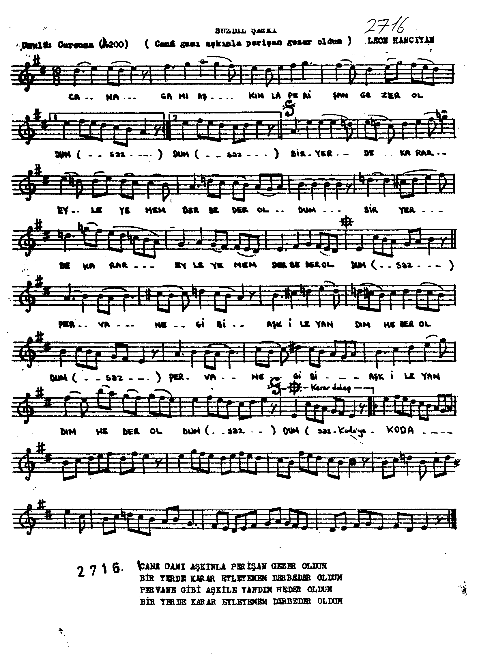 Sûz-i Dil - Şarkı - Leon Hancıyan - Sayfa 1