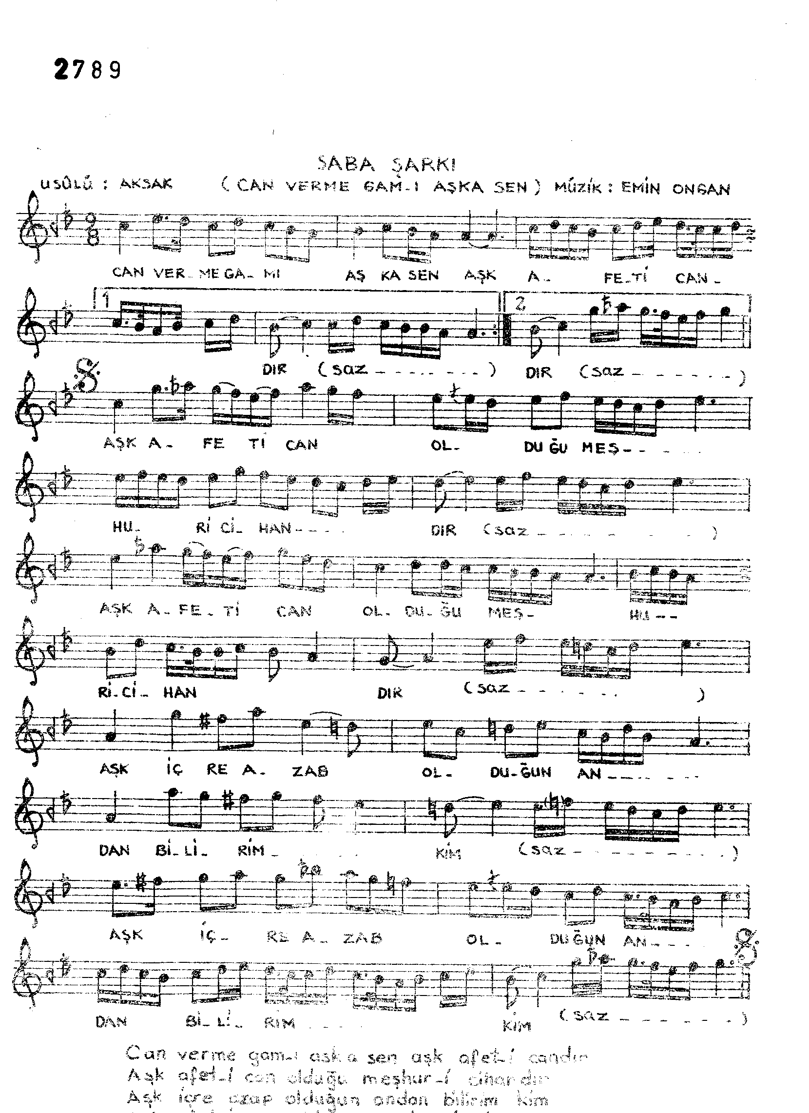 Sabâ - Şarkı - Emin Ongan - Sayfa 1