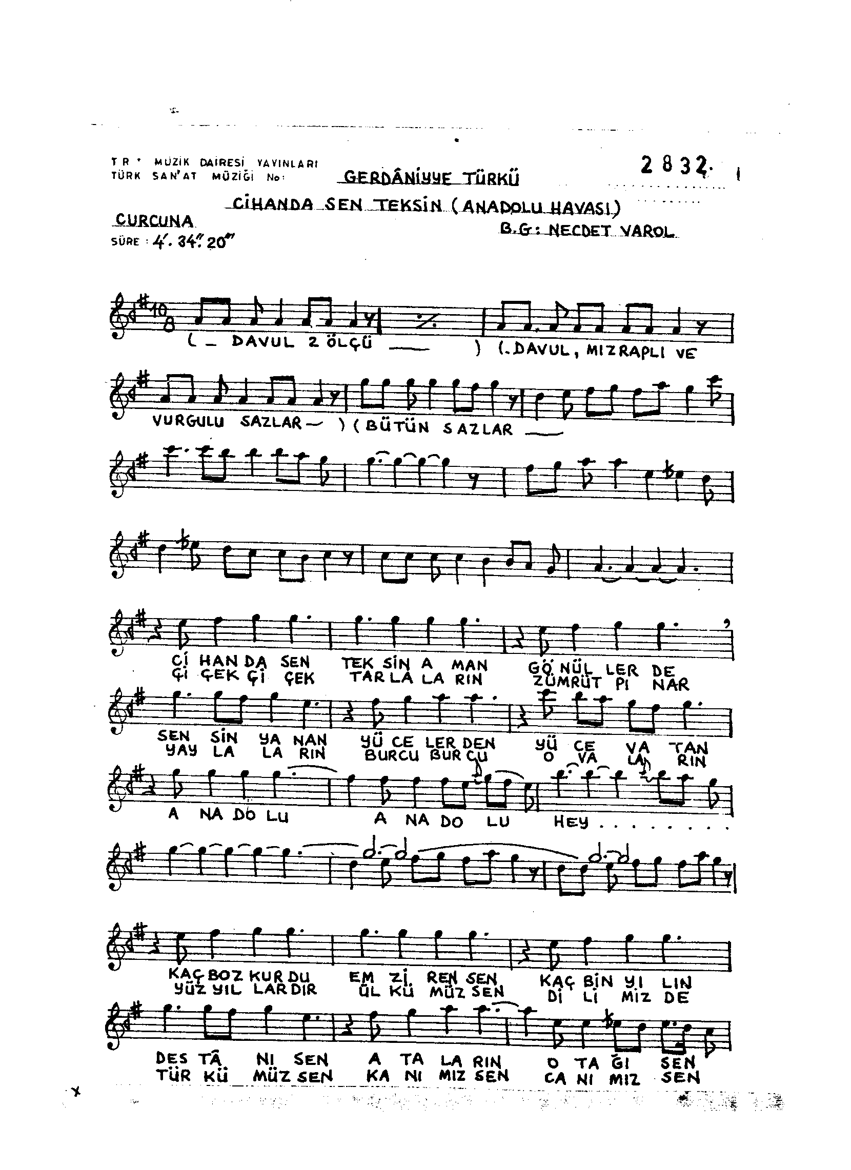 Gerdâniye - Şarkı - Necdet Varol - Sayfa 1