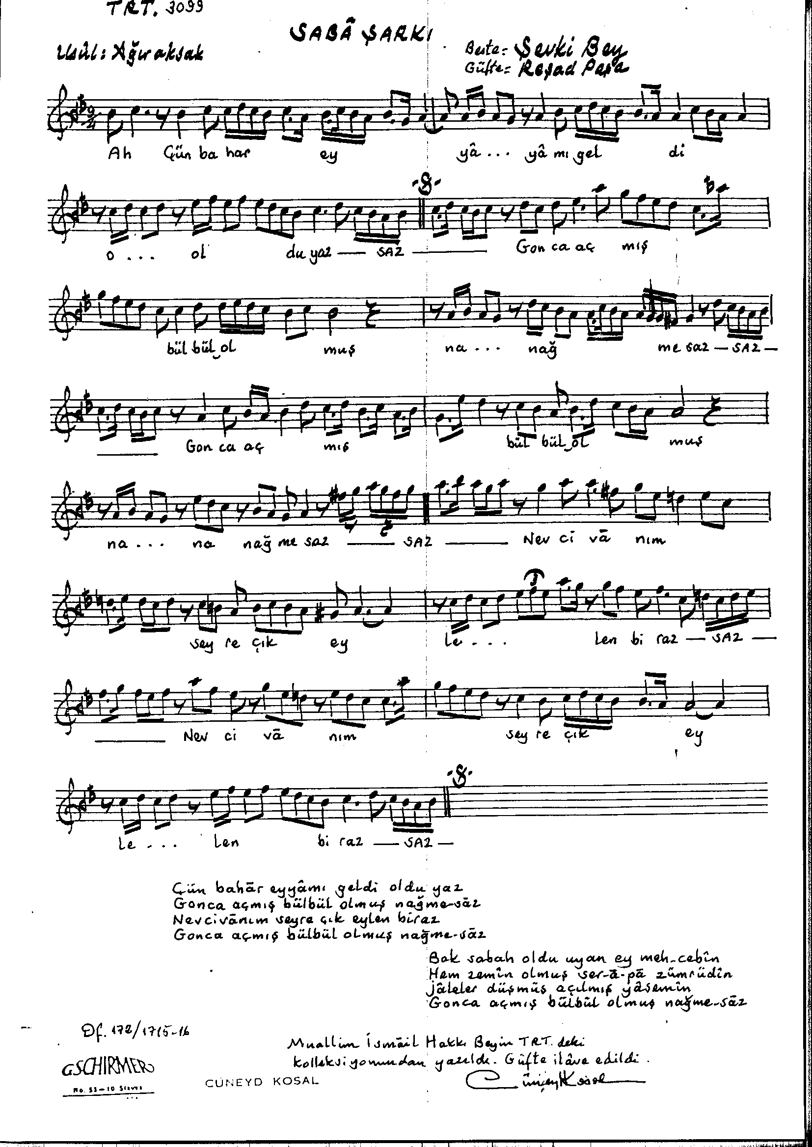 Sabâ - Şarkı - Şevkî Bey - Sayfa 1