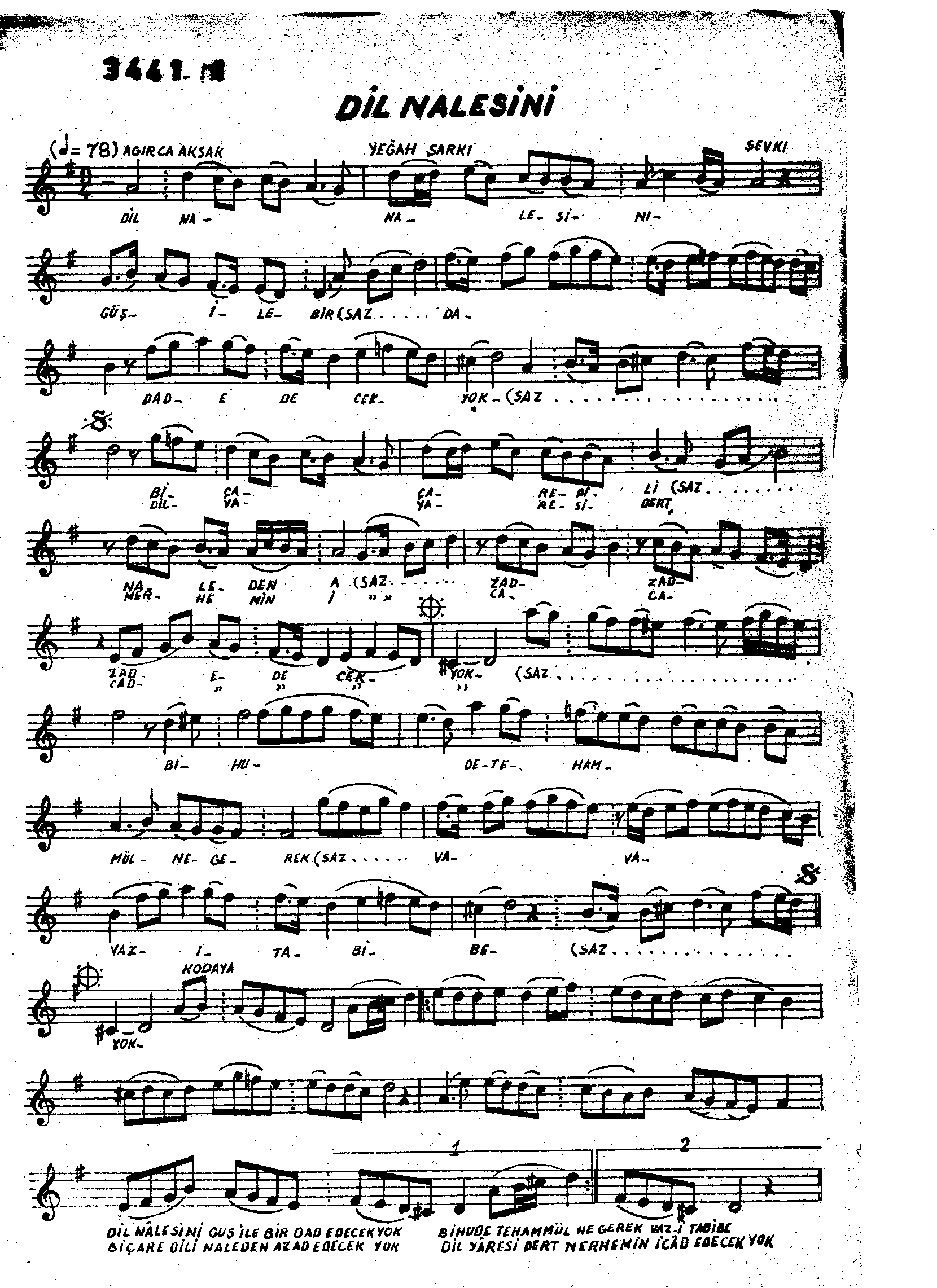 Yegah - Şarkı - Şevkî Bey - Sayfa 1
