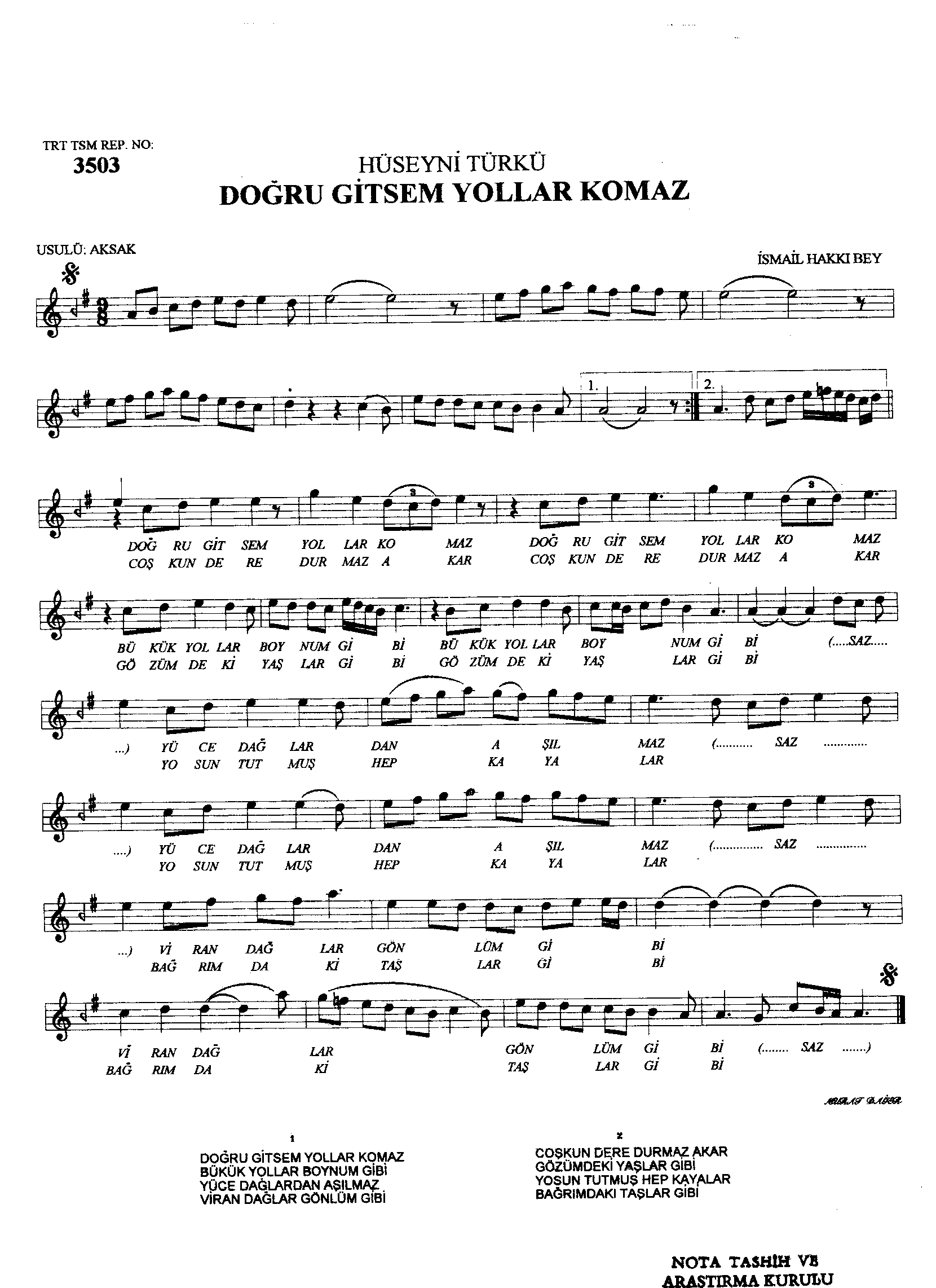 Hüseynî - Şarkı - İsmail Hakkı Nebiloğlu - Sayfa 1